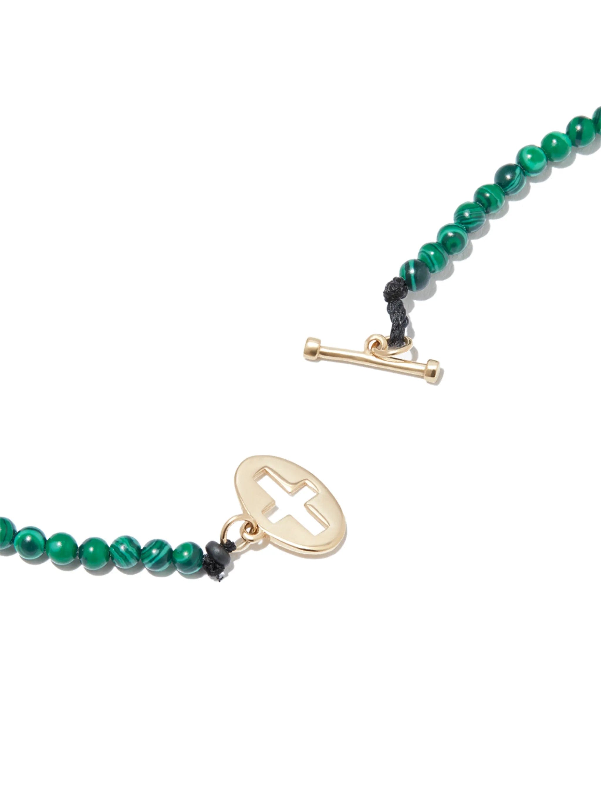 LUIS Morais 14kt yellow gold malachite beaded necklace