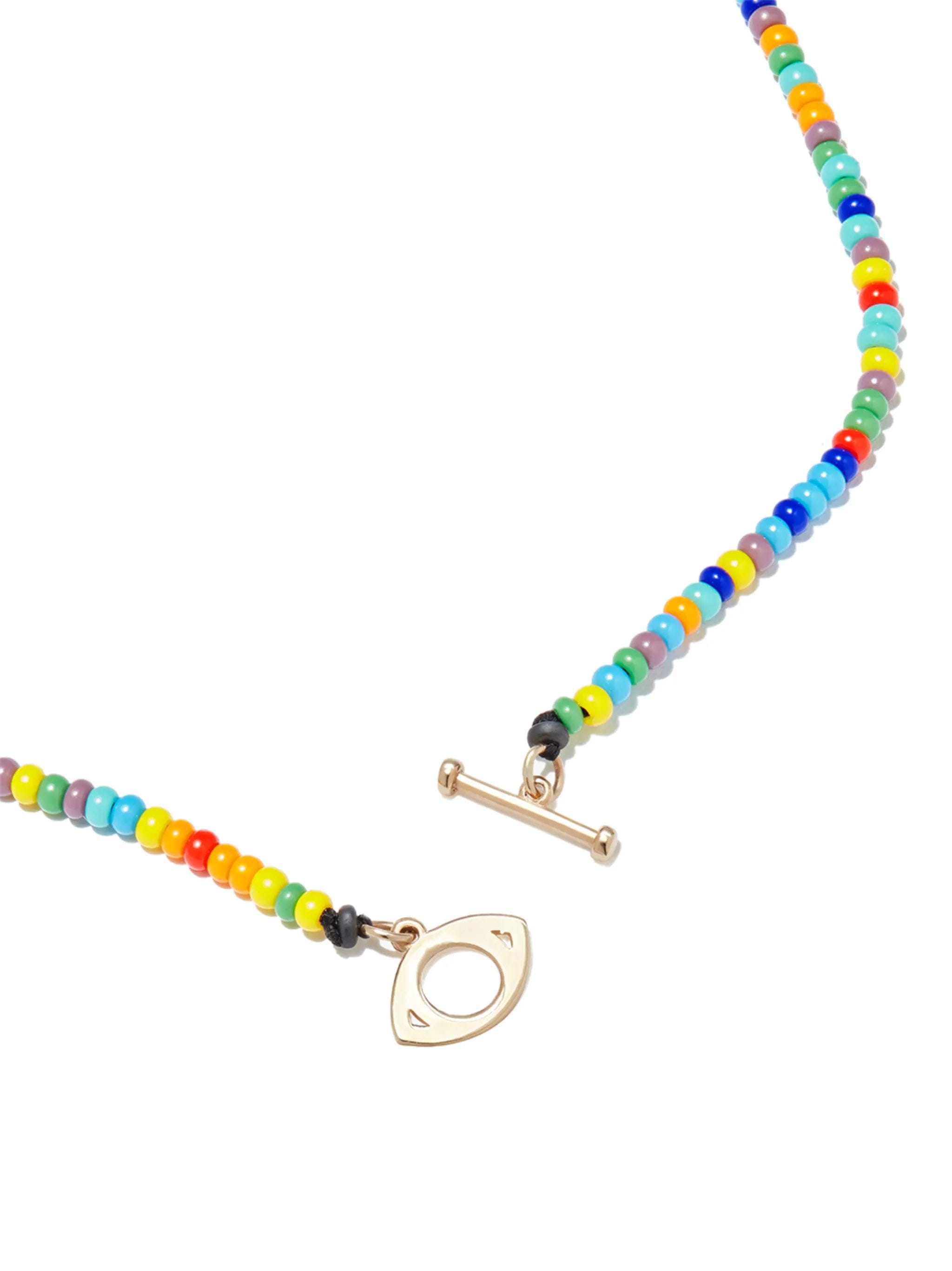LUIS Morais 14kt yellow gold evil eye beaded necklace
