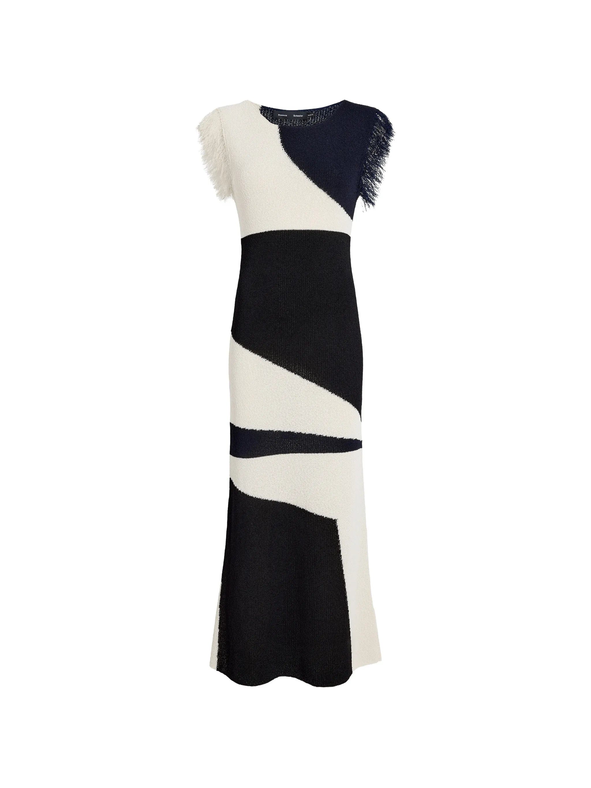 Proenza Schouler Saskia fringe - trimmed intarsia midi dress