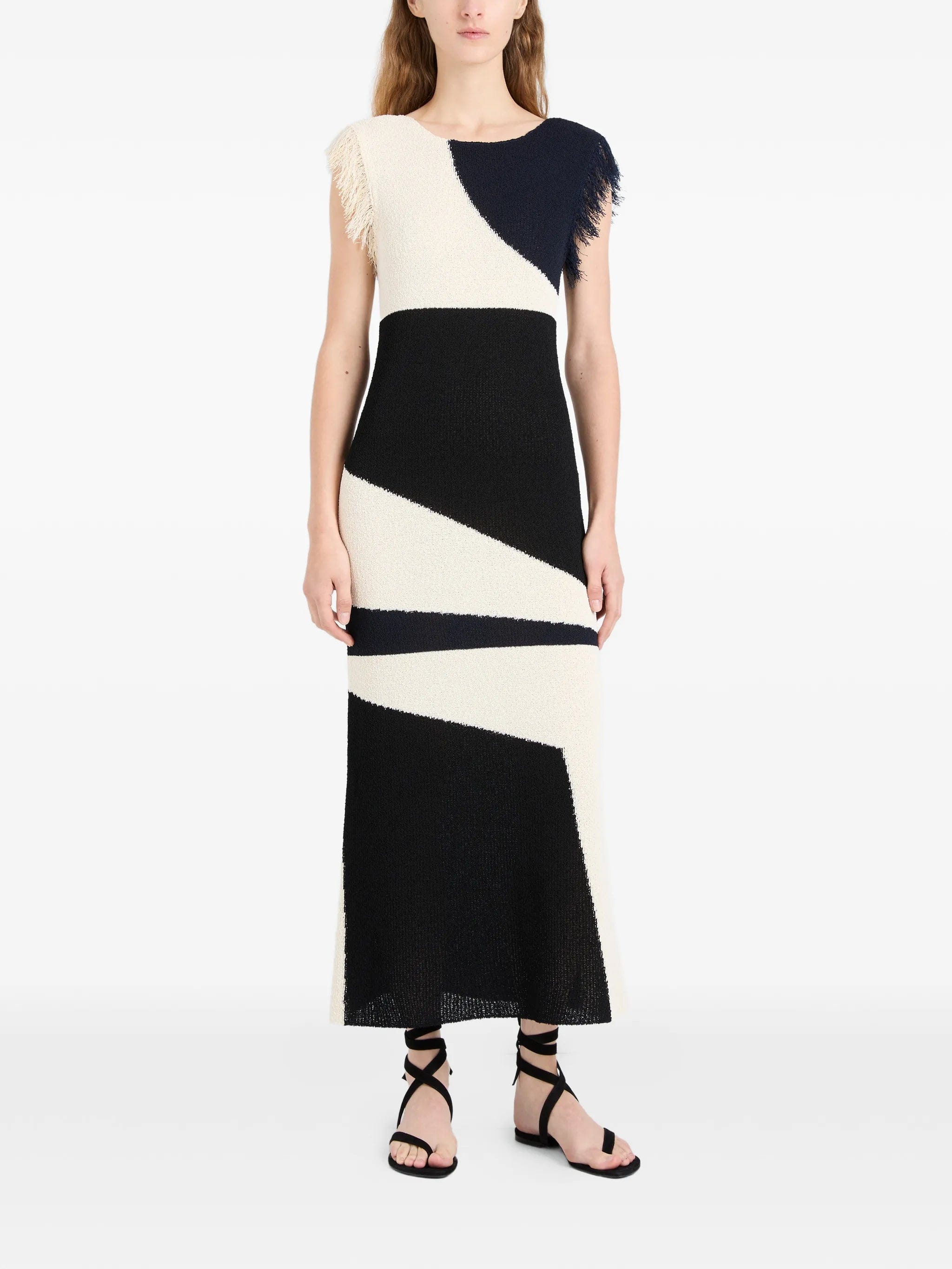 Proenza Schouler Saskia fringe - trimmed intarsia midi dress