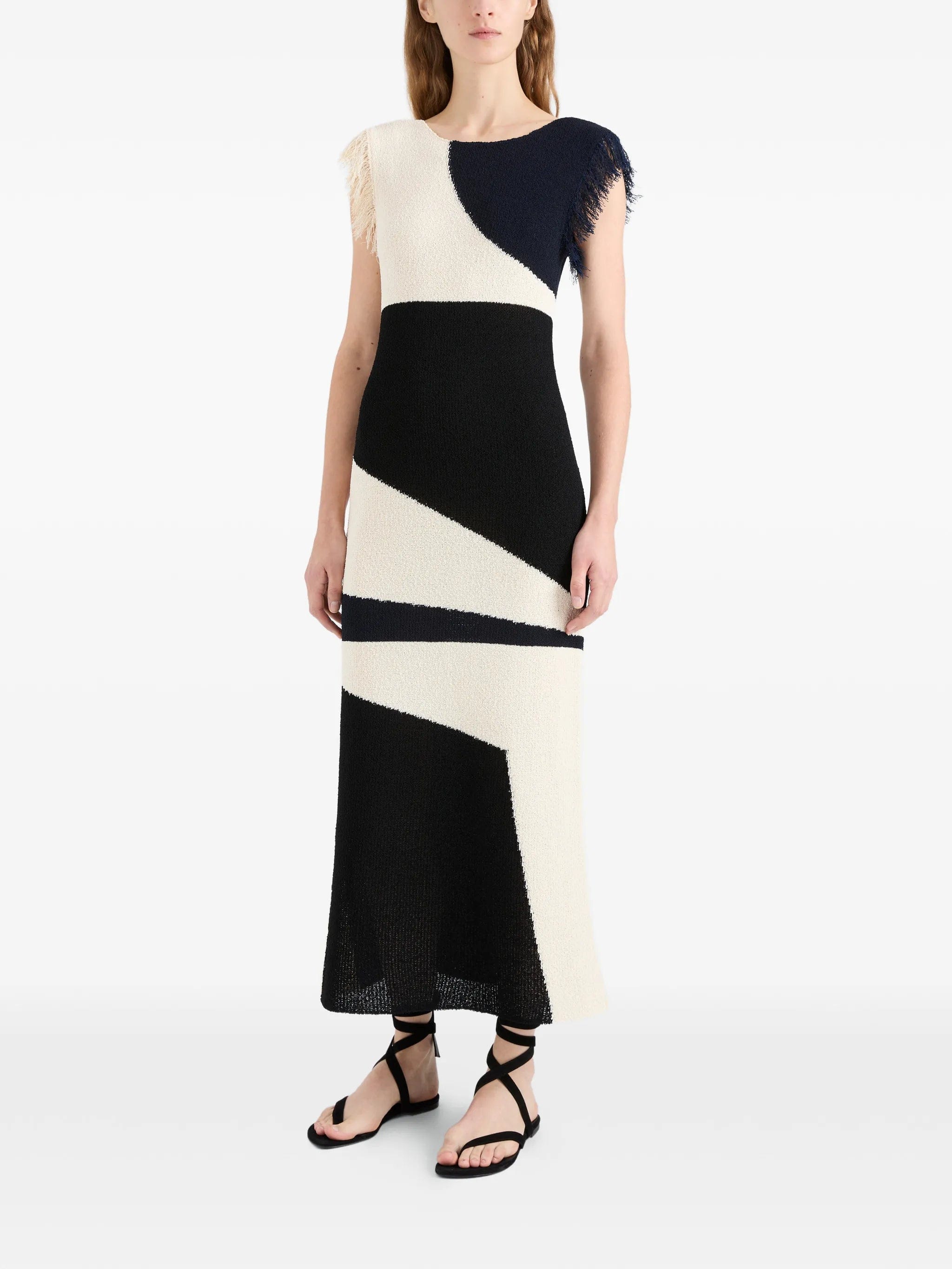 Proenza Schouler Saskia fringe - trimmed intarsia midi dress