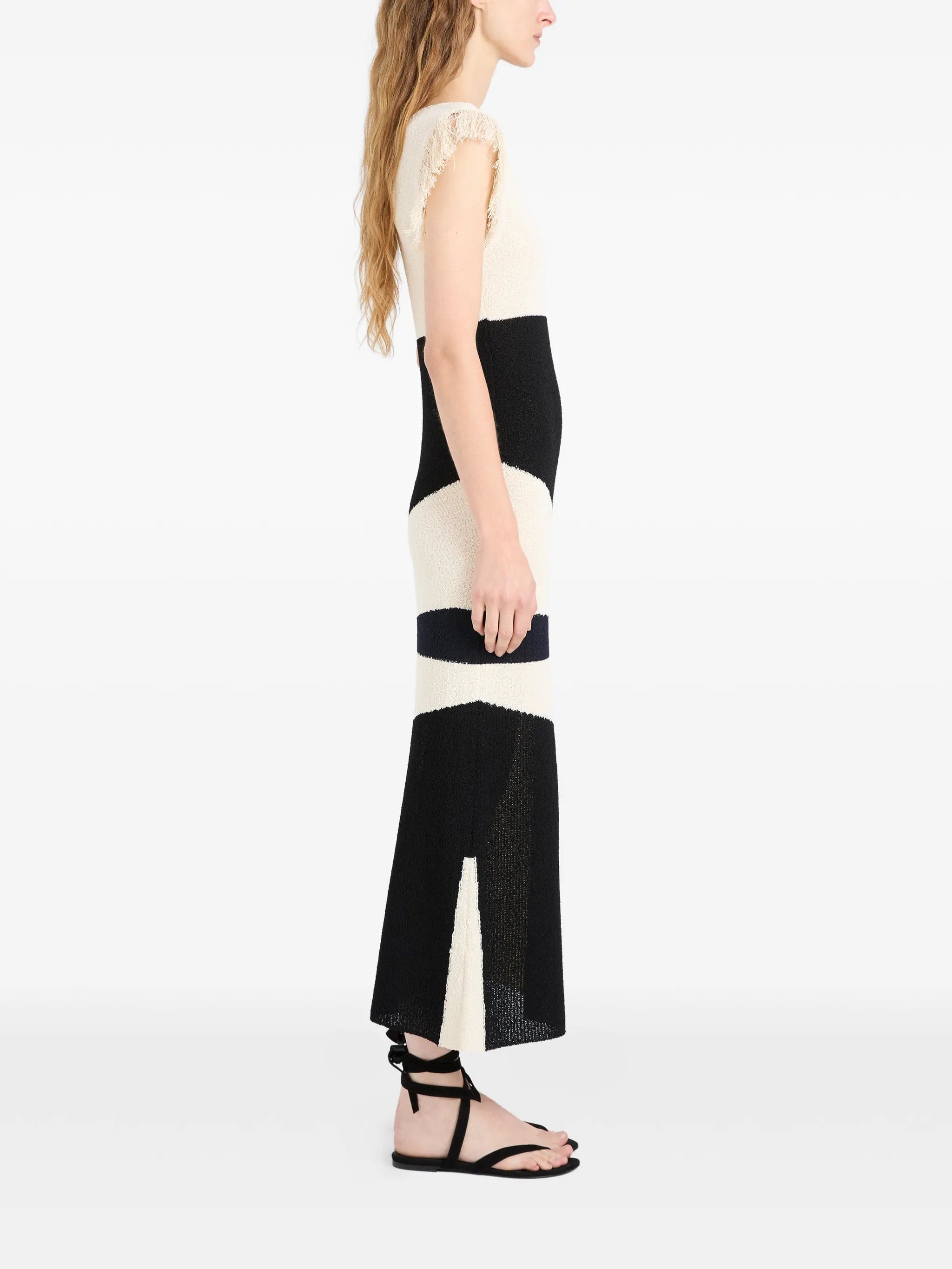 Proenza Schouler Saskia fringe - trimmed intarsia midi dress