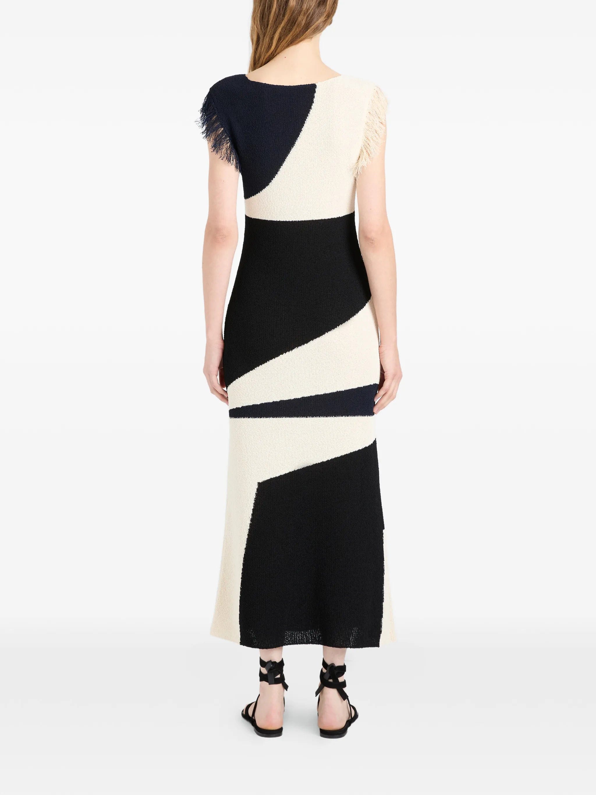 Proenza Schouler Saskia fringe - trimmed intarsia midi dress