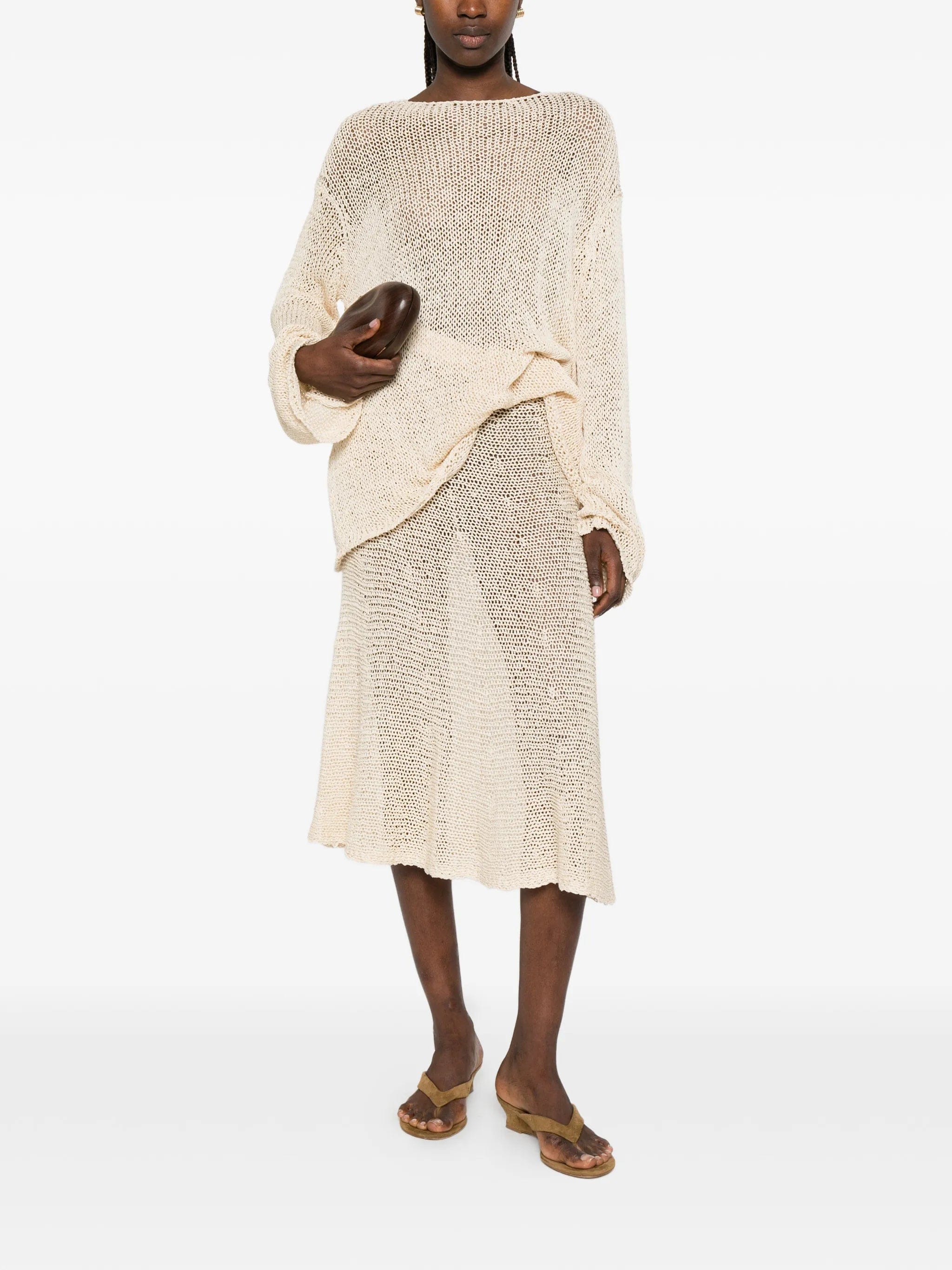 Khaite Inaya crochet - knit midi skirt