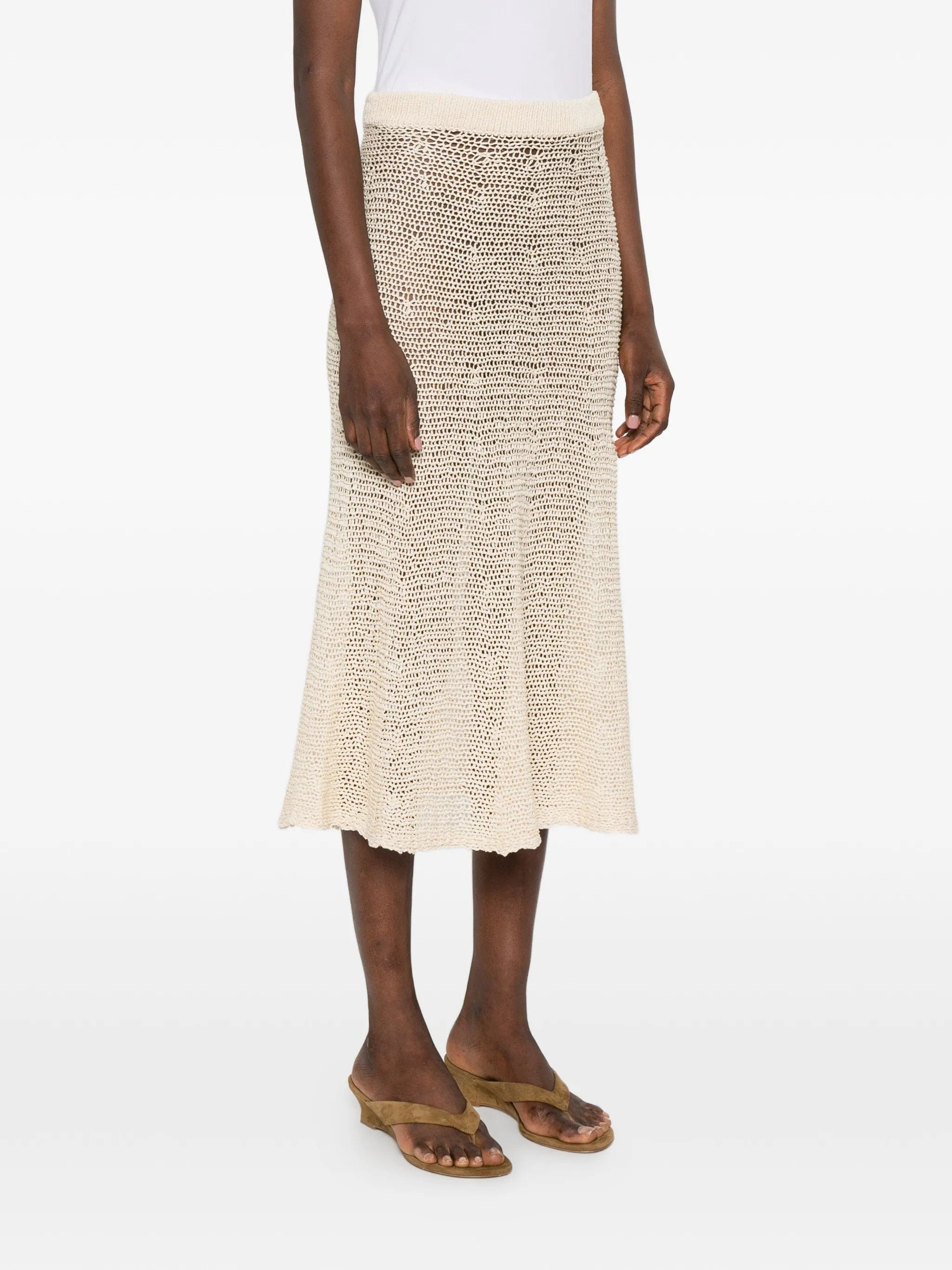 Khaite Inaya crochet - knit midi skirt