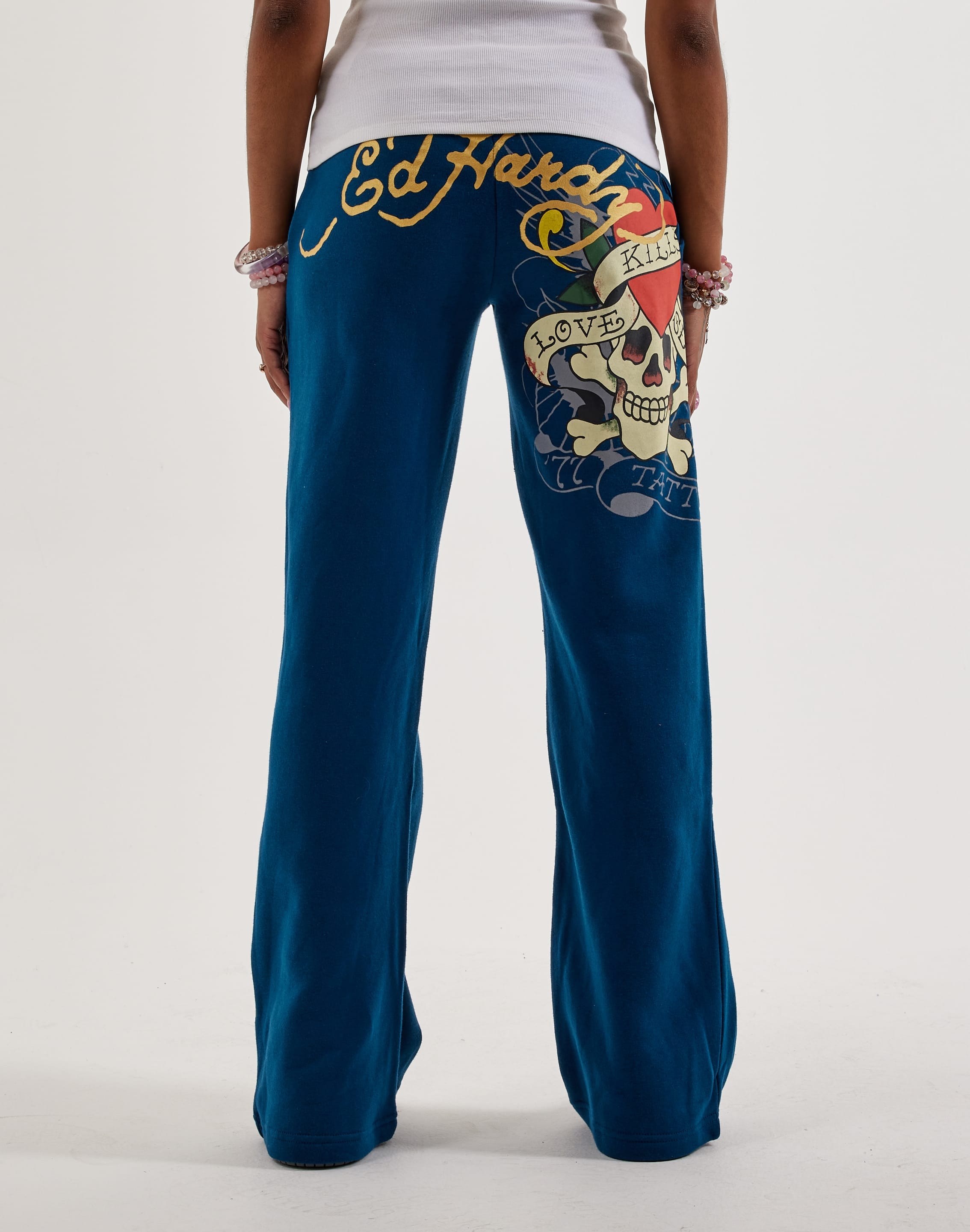 Ed Hardy Heart Skull Y2K Fleece Sweatpants