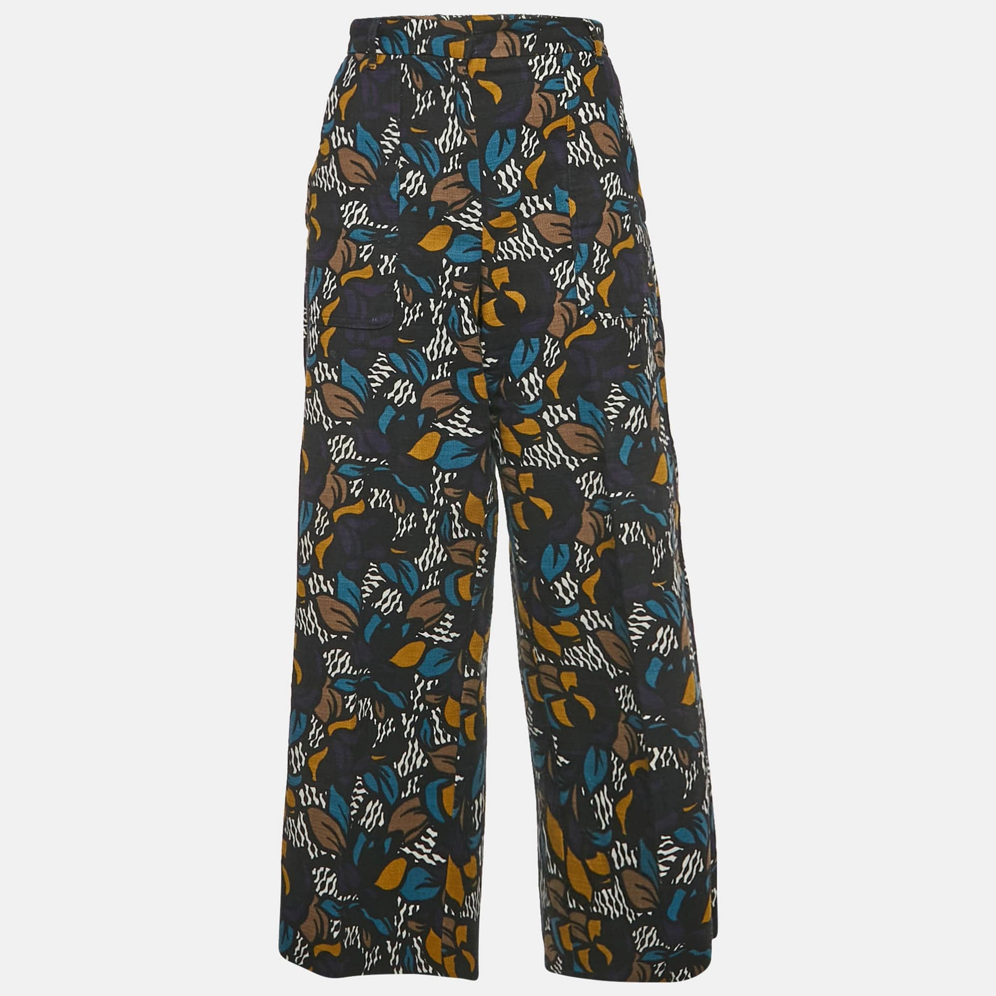 S'max Mara Multicolour Cotton Blend Wide Leg Trousers M/waist