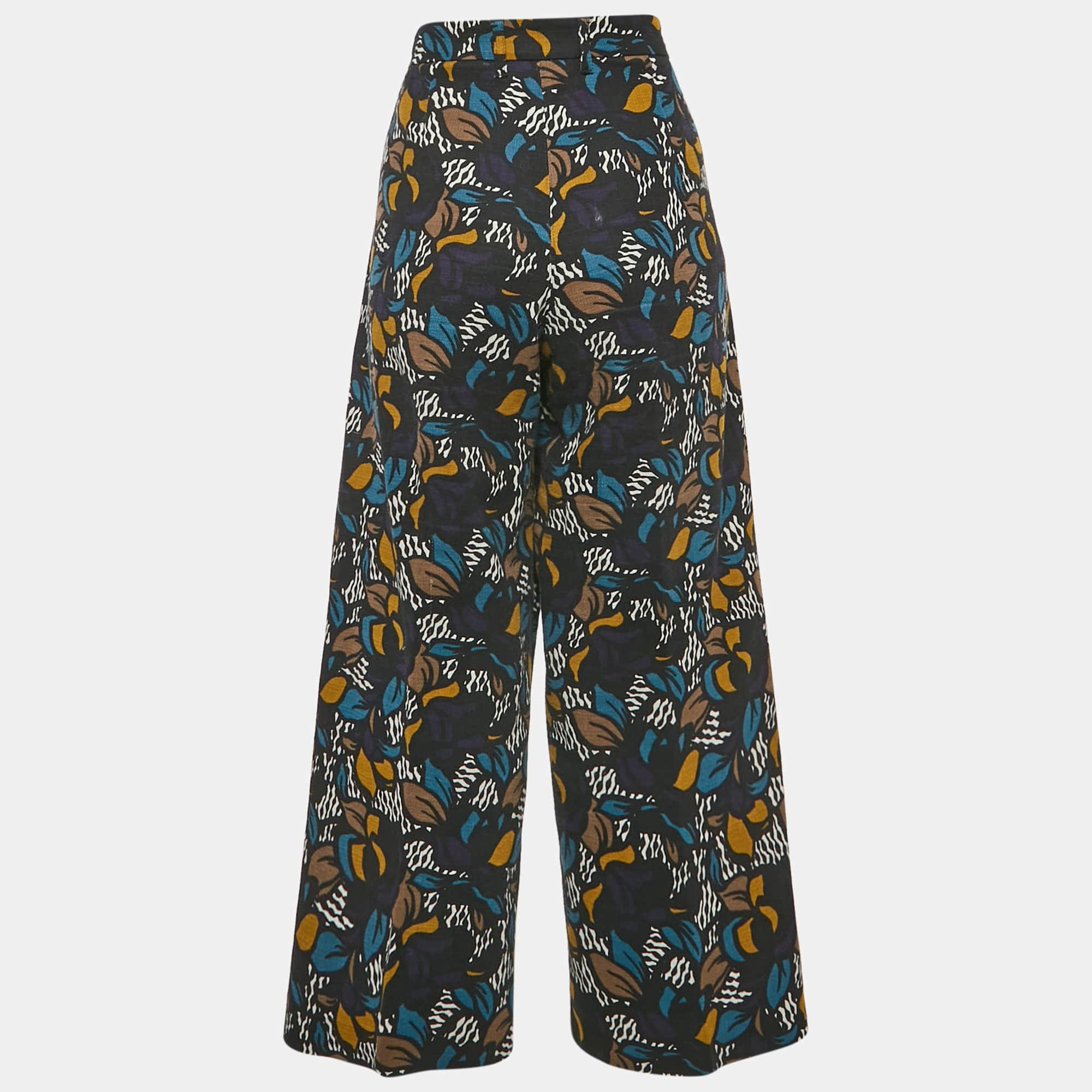 S'max Mara Multicolour Cotton Blend Wide Leg Trousers M/waist
