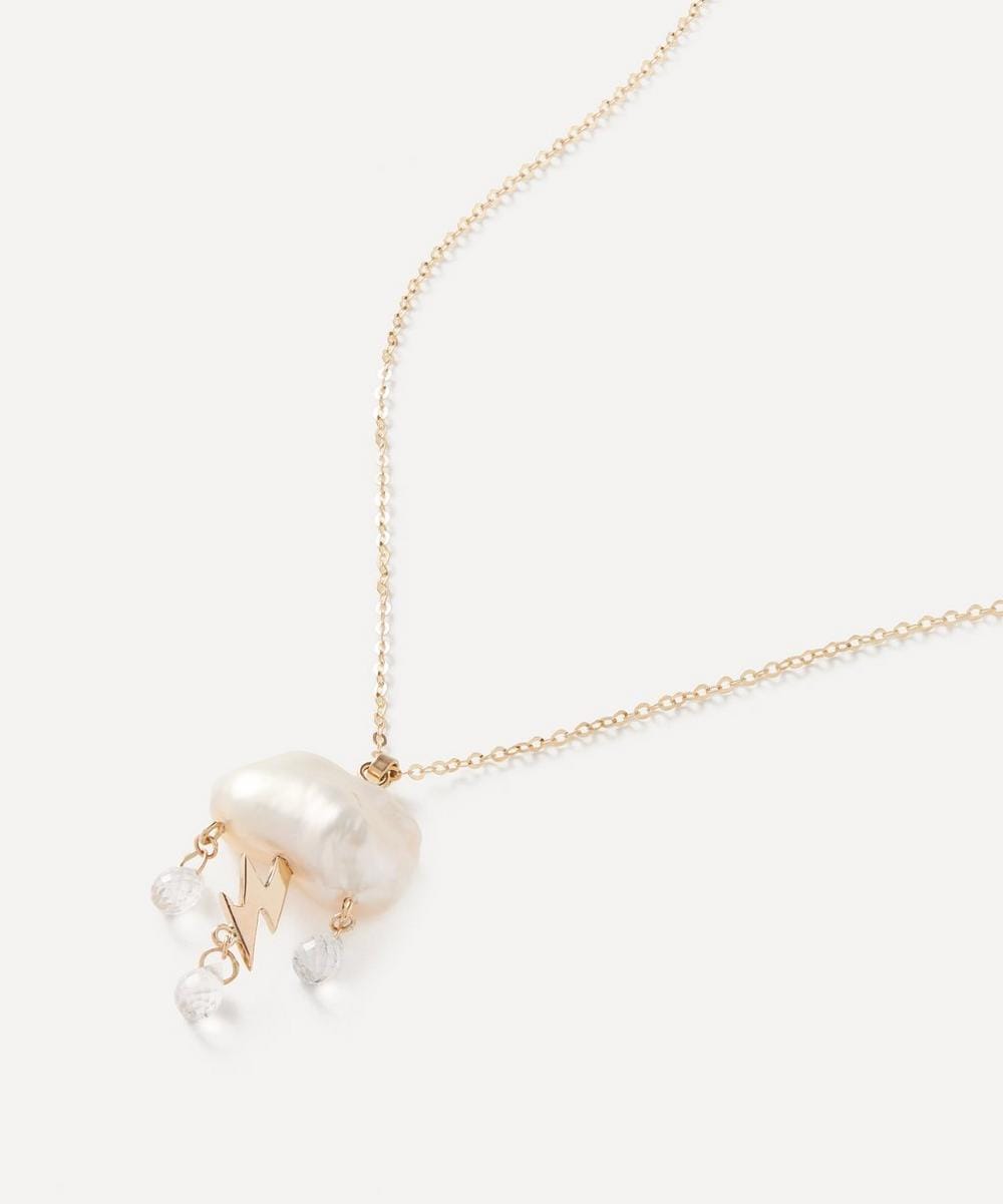 Rachel Quinn 14ct Gold White Storm Cloud Pearl Pendant Necklace