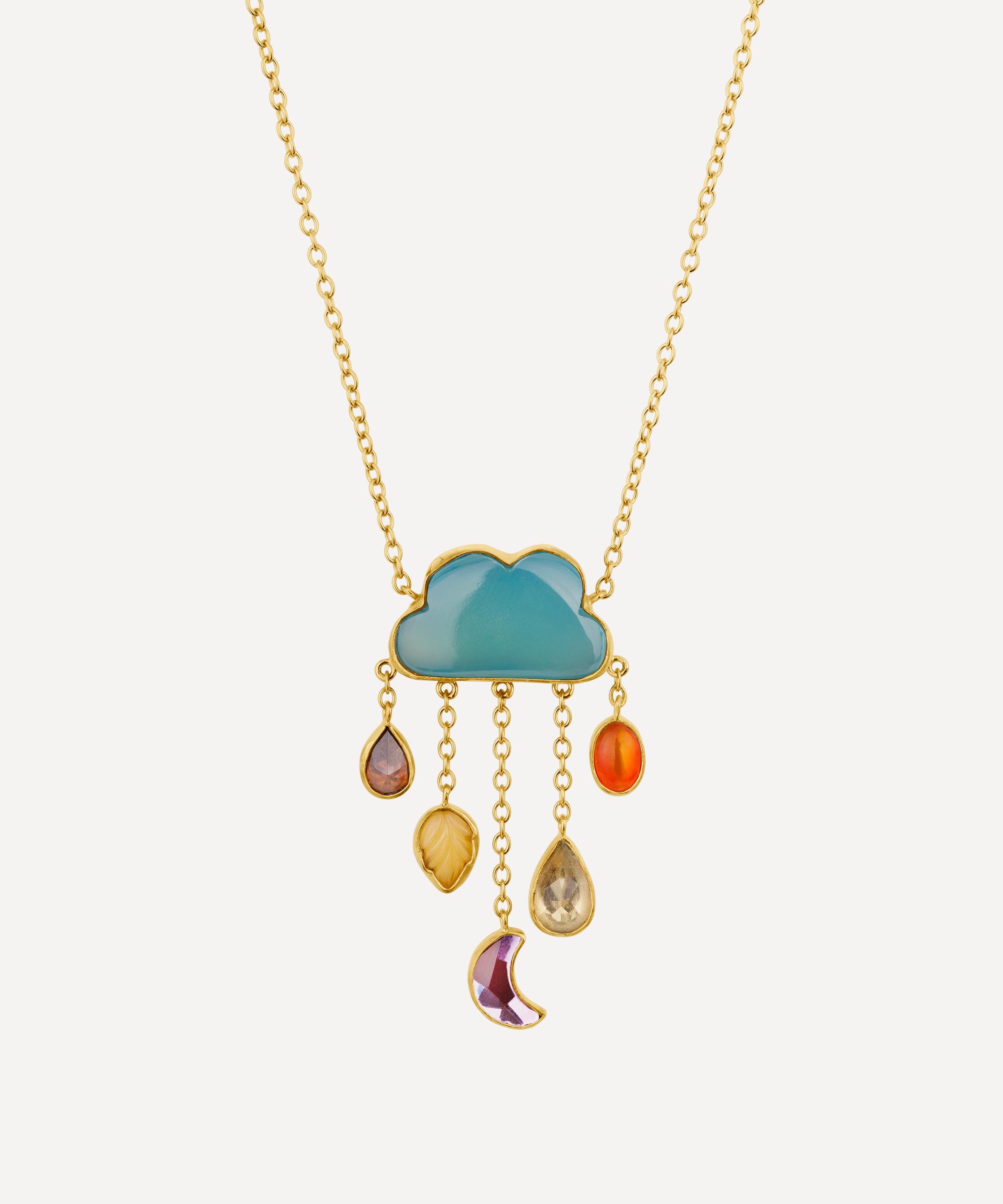 Grainne Morton 18ct Gold - Plated Cloud and Rain Blue Chalcedony Chain Drop Necklace
