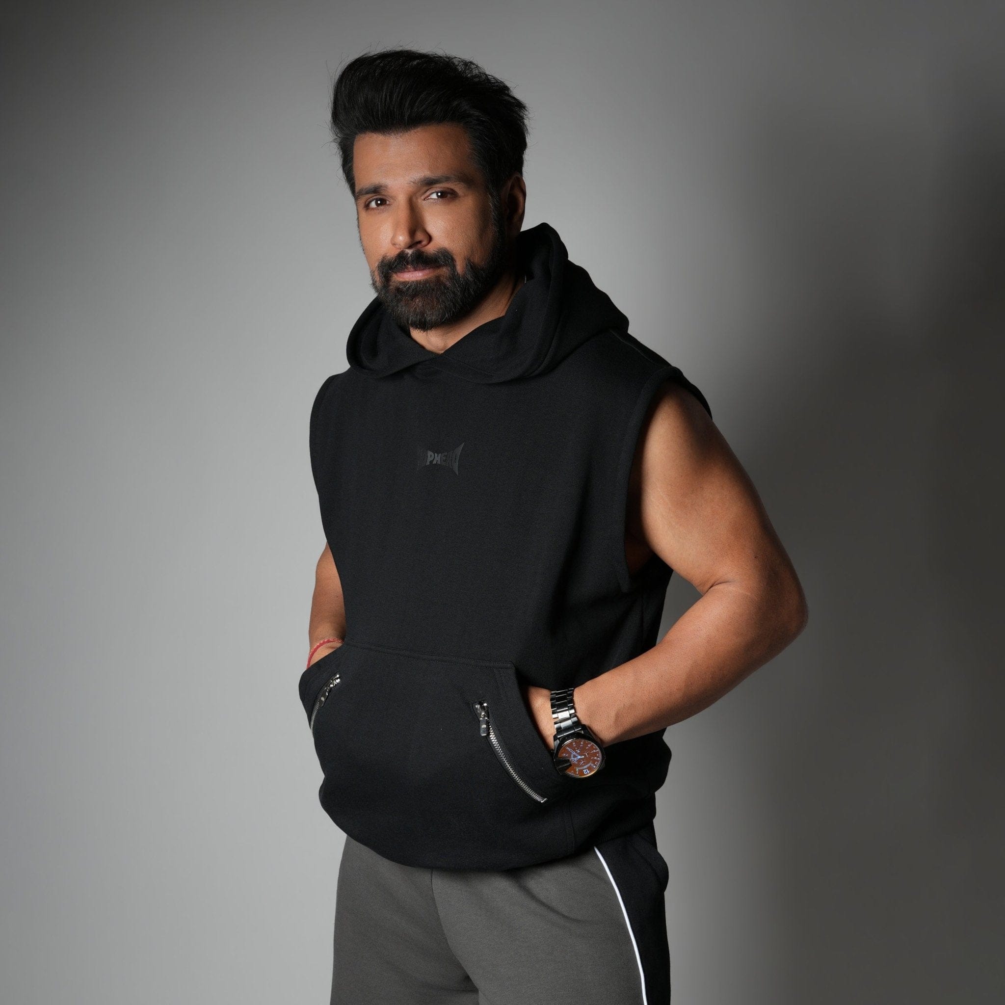 Hophead BLACK AXIS SLEEVELESS HOODIE