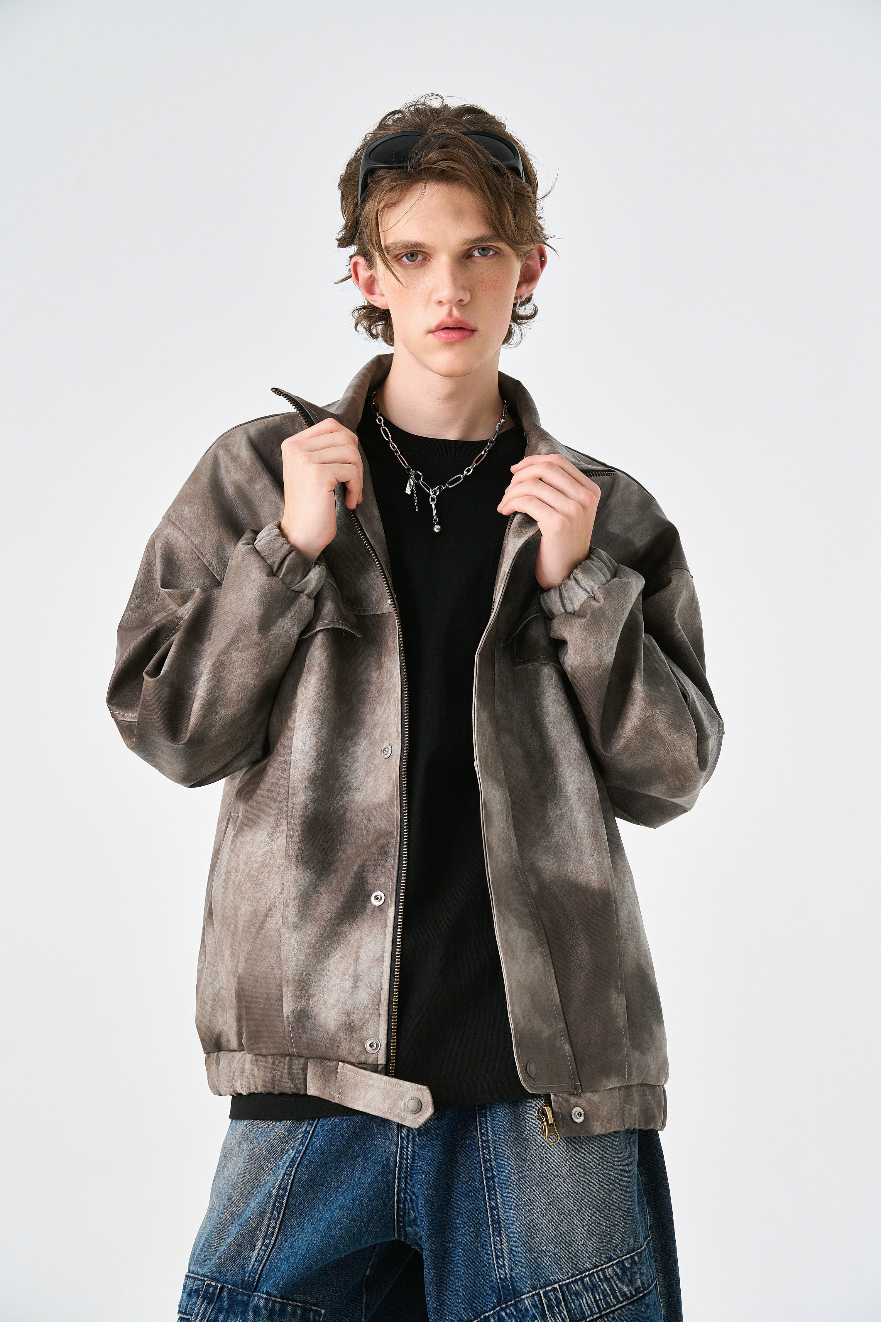 Weezy Camo Brown Oversized Bomber Leather Jacket