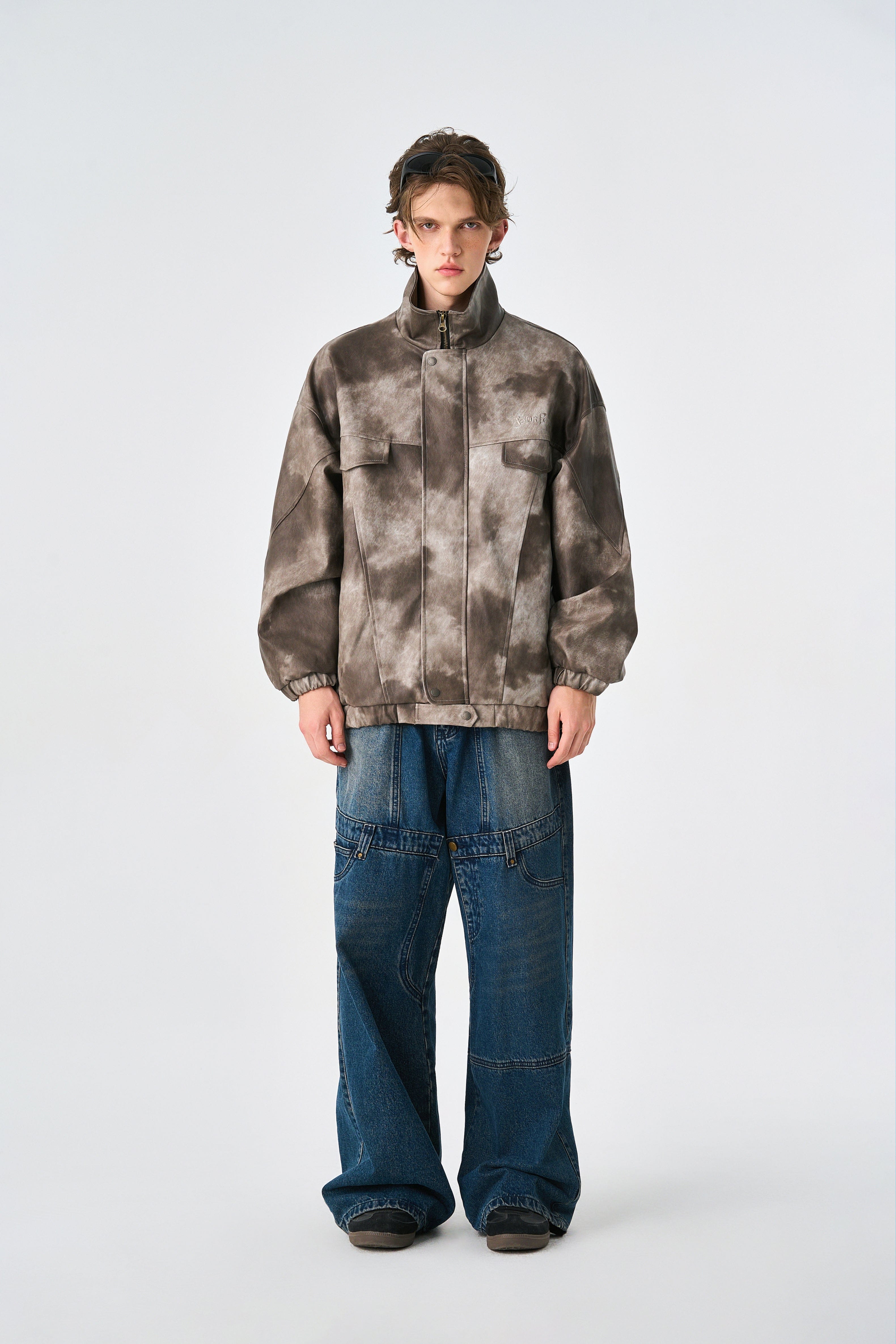 Weezy Camo Brown Oversized Bomber Leather Jacket