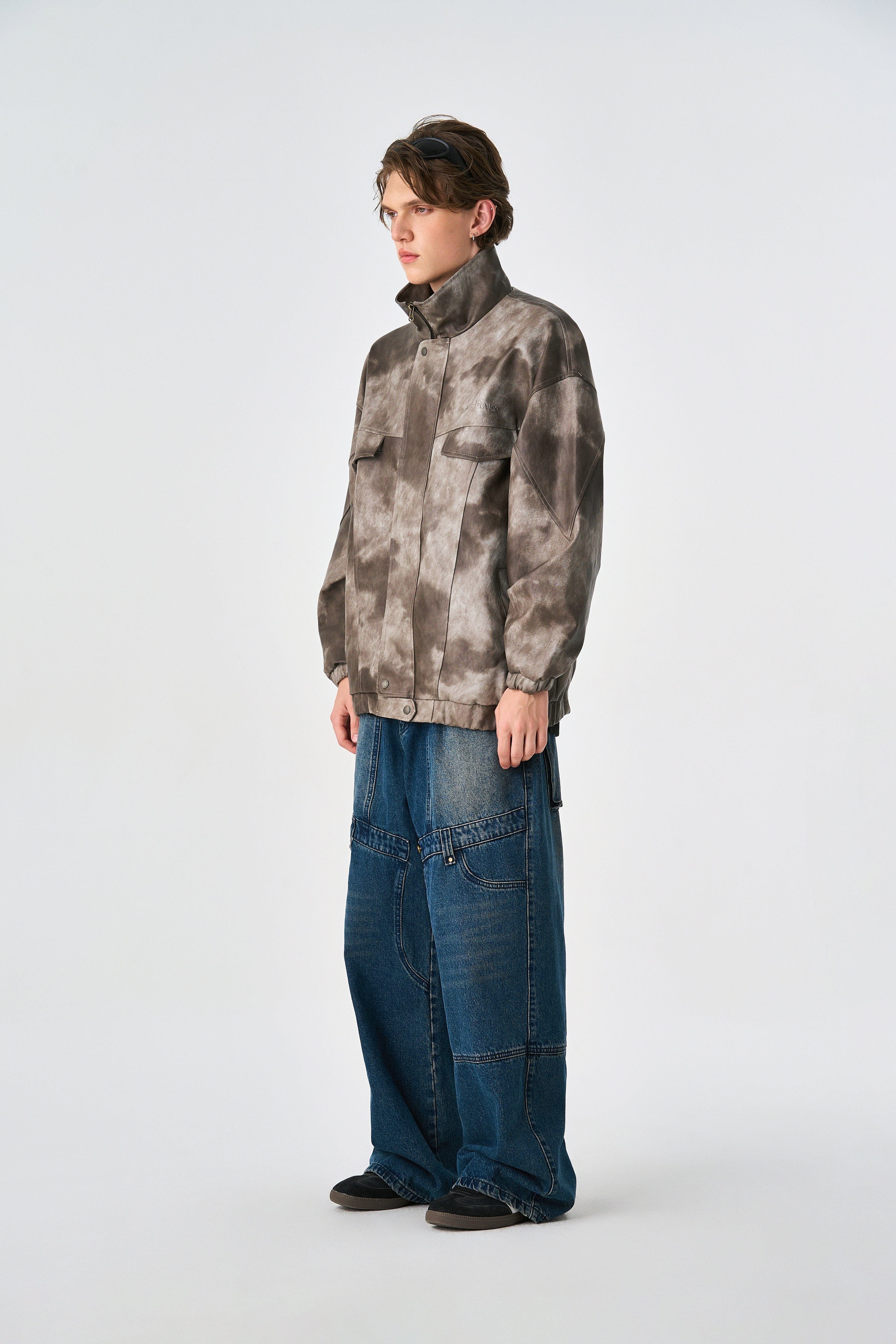 Weezy Camo Brown Oversized Bomber Leather Jacket