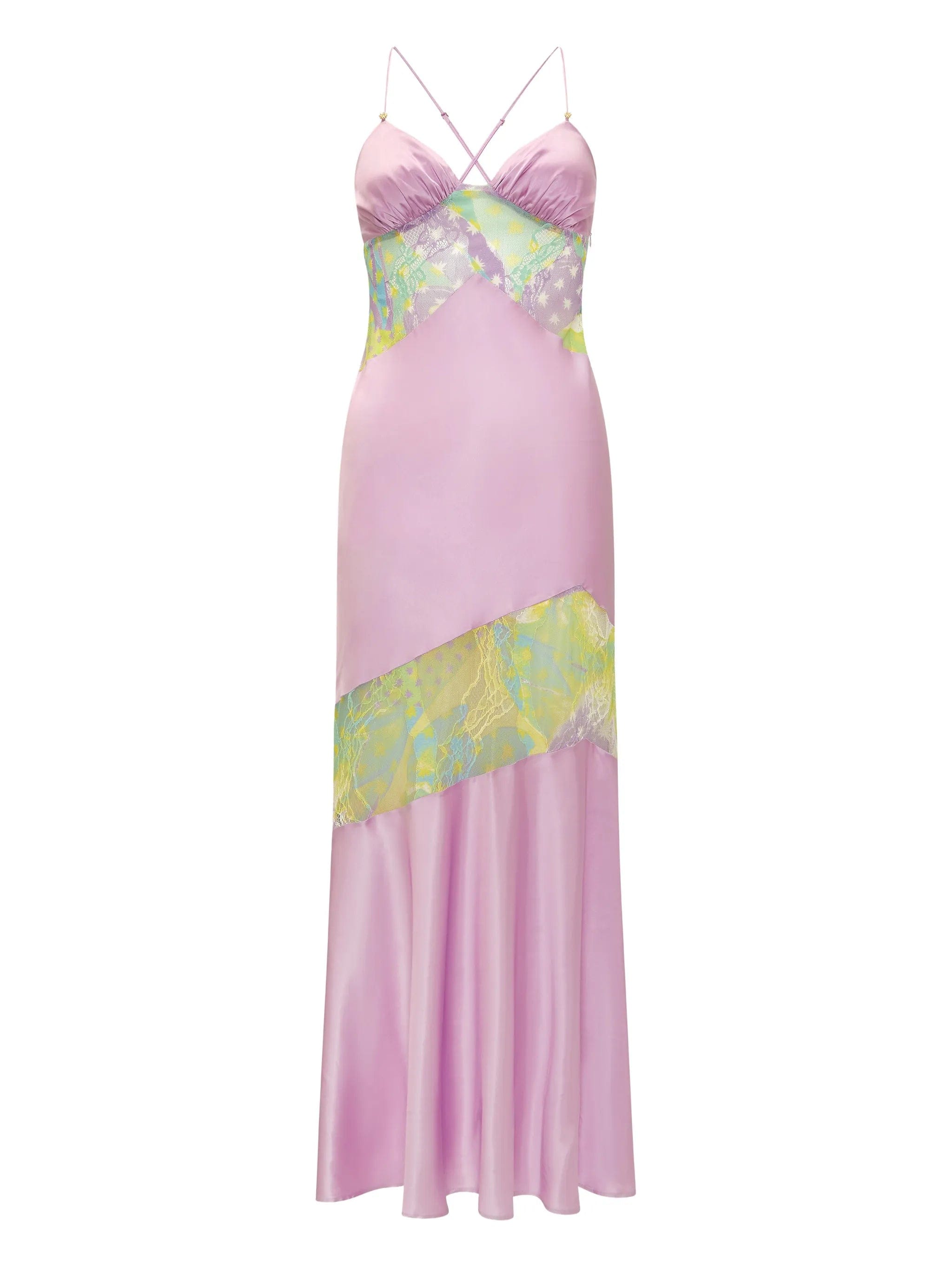 Donde Esteban Lila Salpicón midi dress