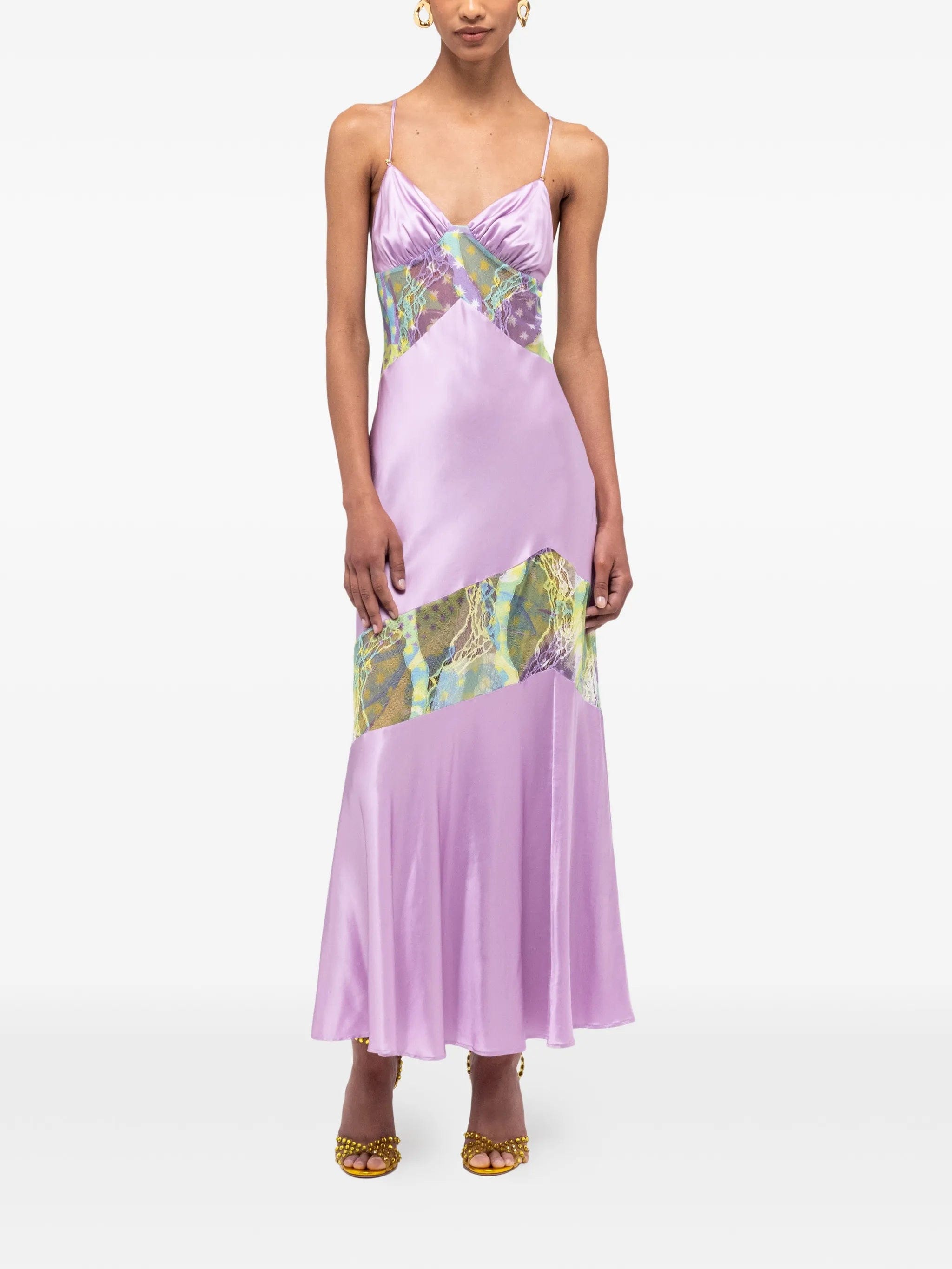 Donde Esteban Lila Salpicón midi dress