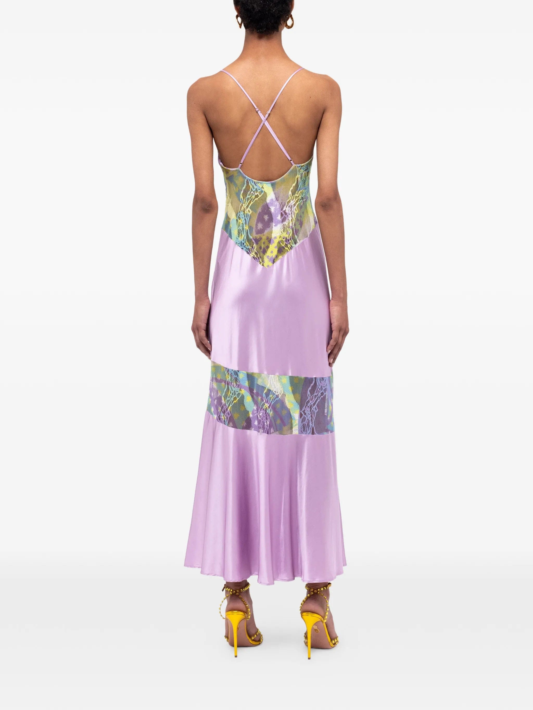 Donde Esteban Lila Salpicón midi dress