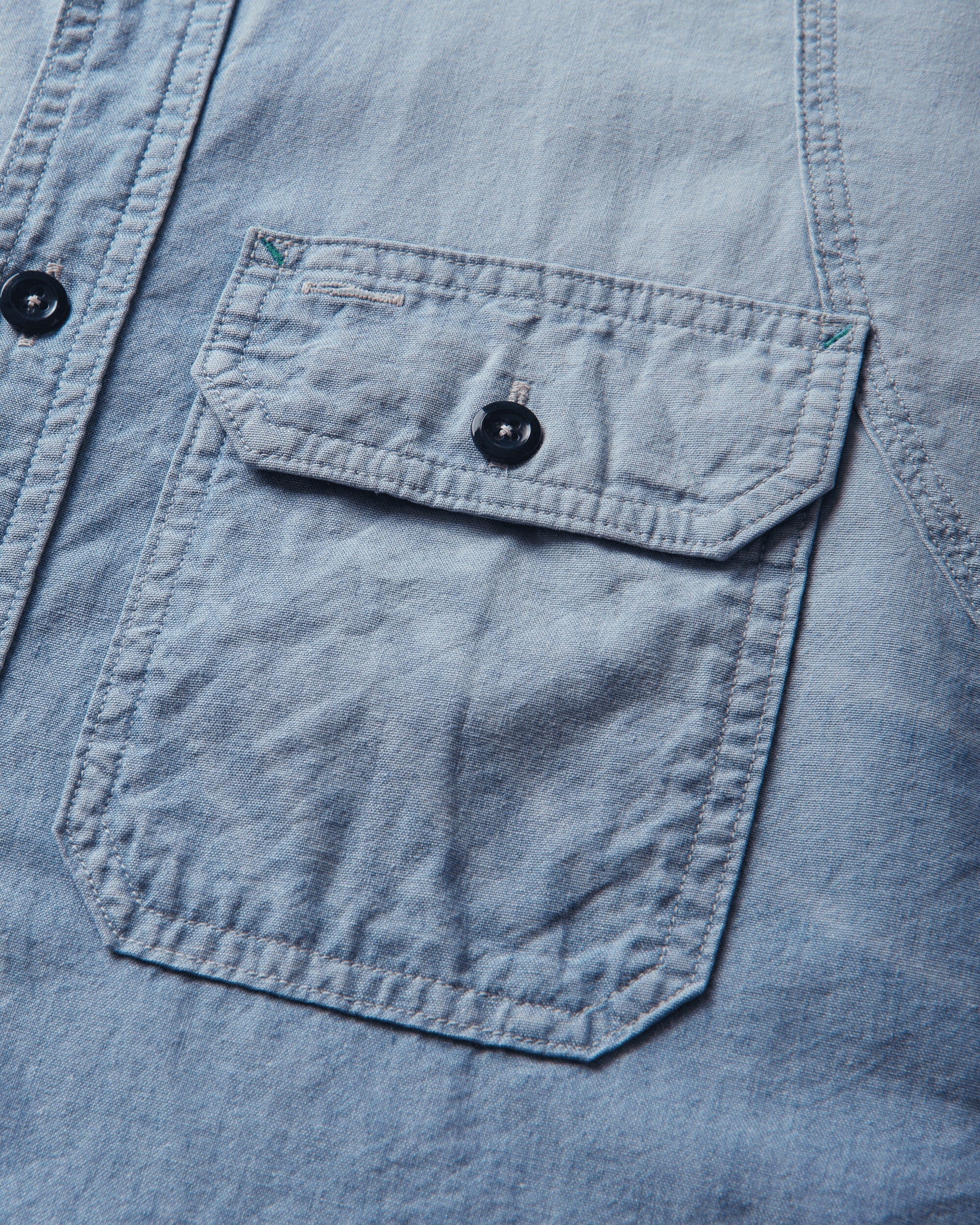 Kapital Men's Chambray 2Tones Bone Patch Ventilator Workshirt Sax