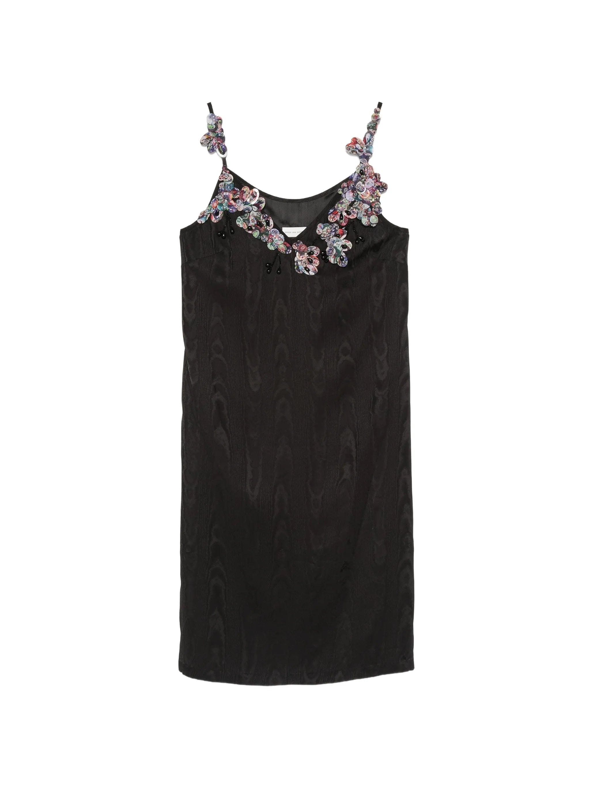 Dries Van Noten floral - embellished moiré - effect mini dress