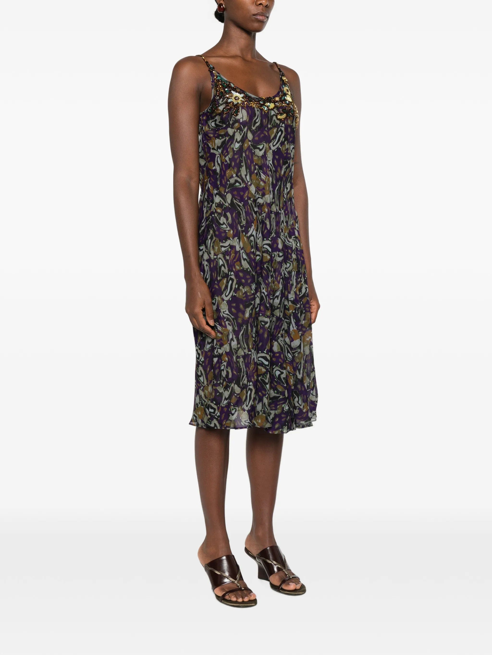 Dries Van Noten bead - embellished midi dress