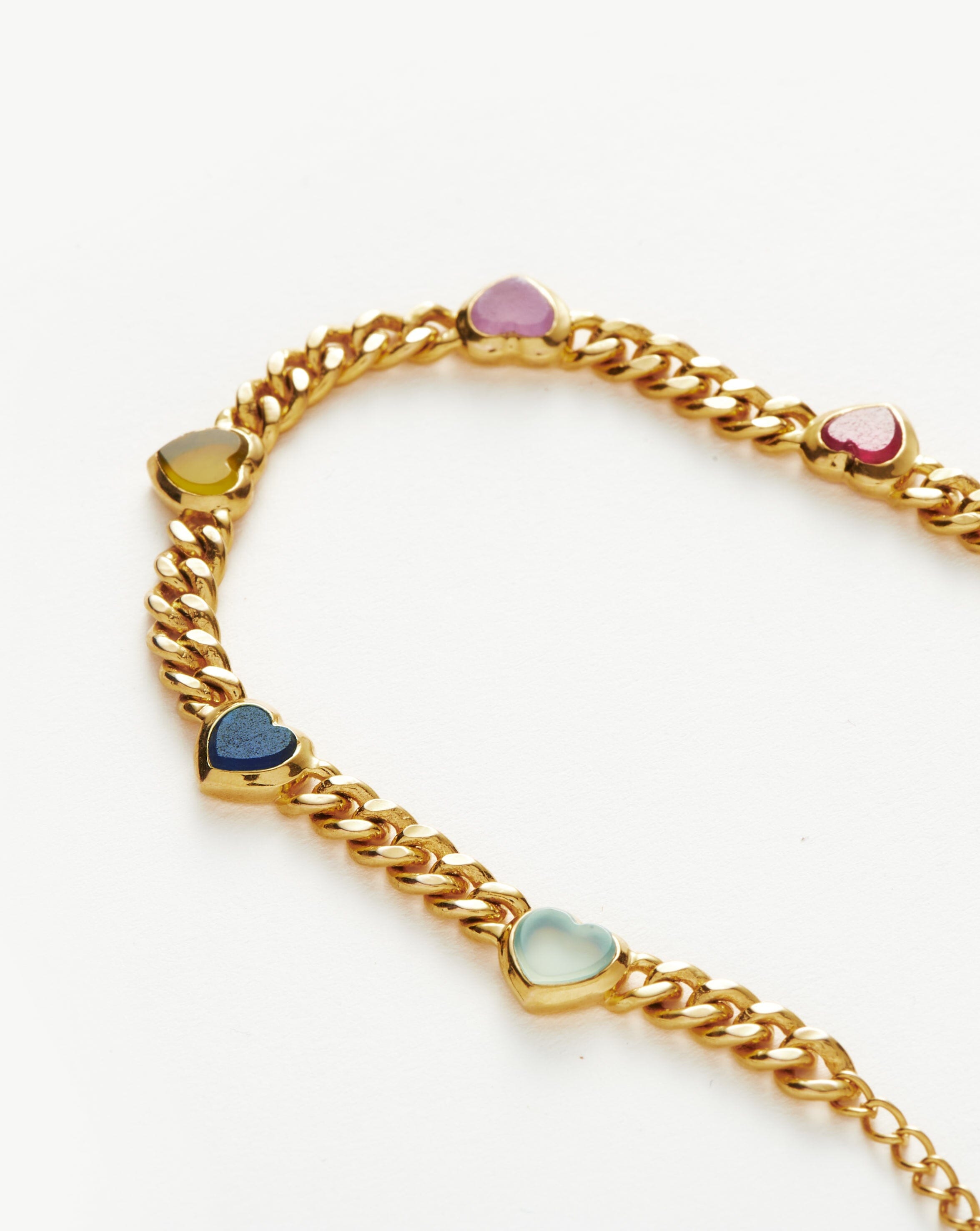 Missoma Jelly Heart Gemstone Charm Bracelet | 18ct Gold Plated/Multi Quartz