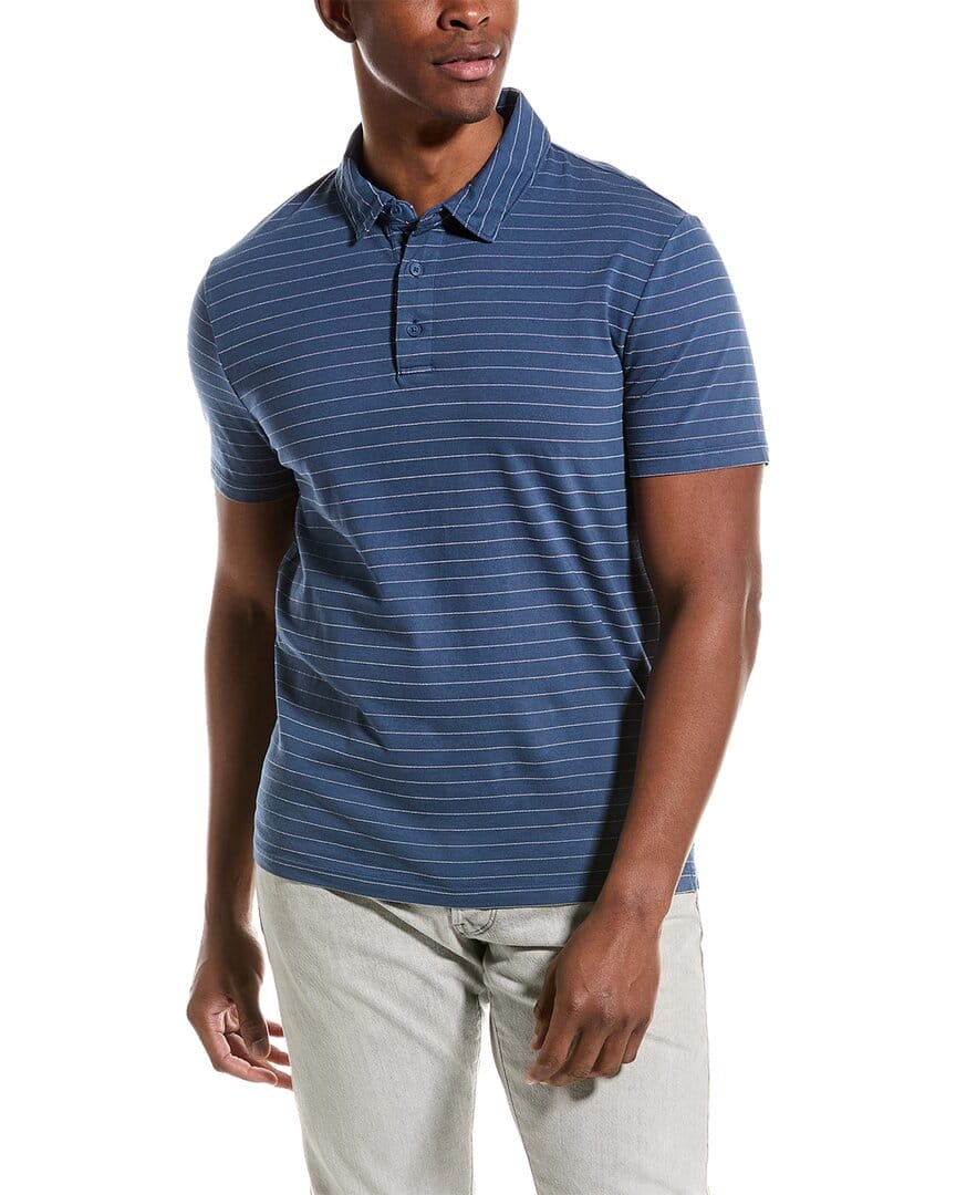 Vince Garment Dye Fleck Stripe Polo Shirt