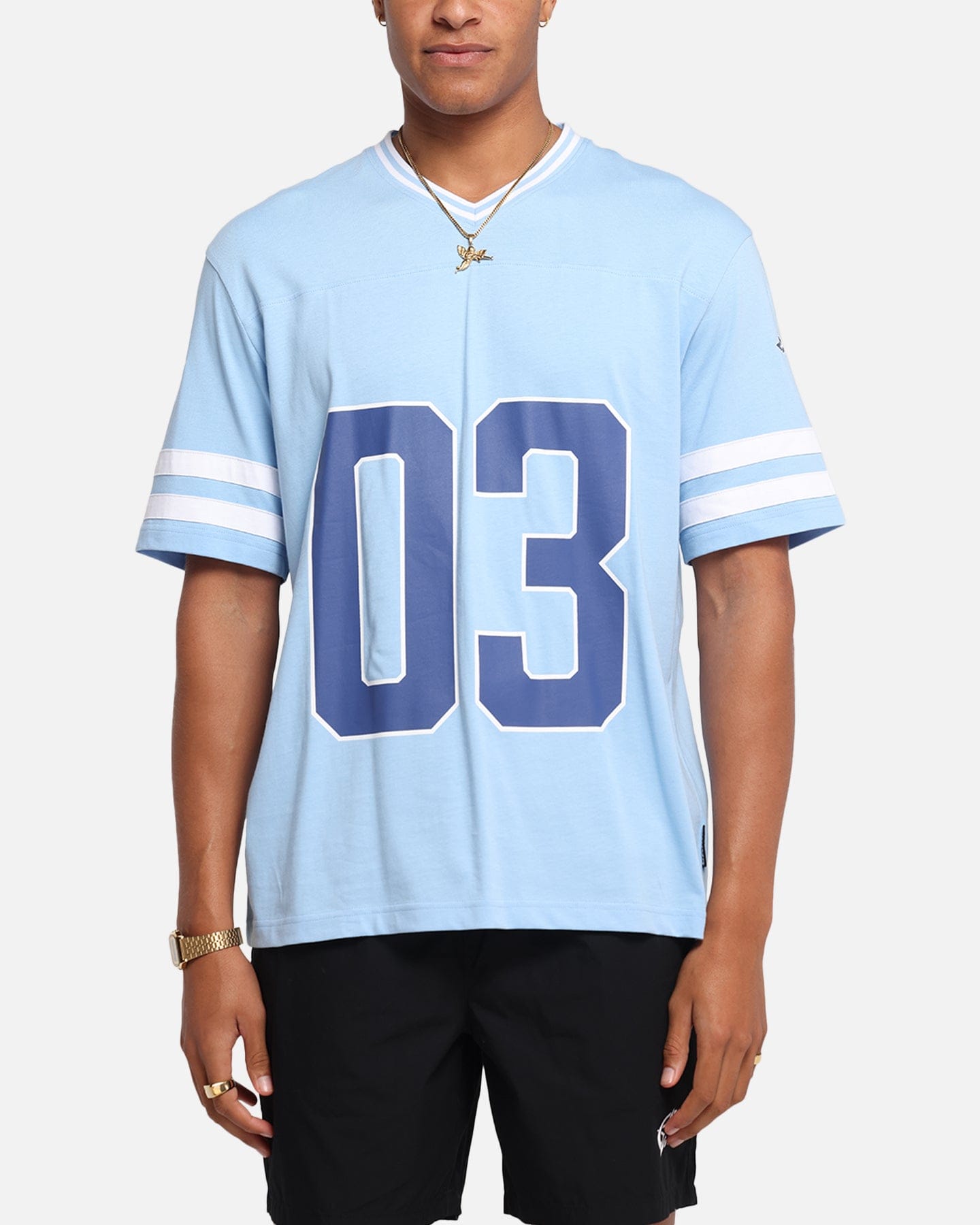 Carre Rose Football T - Shirt Light Blue