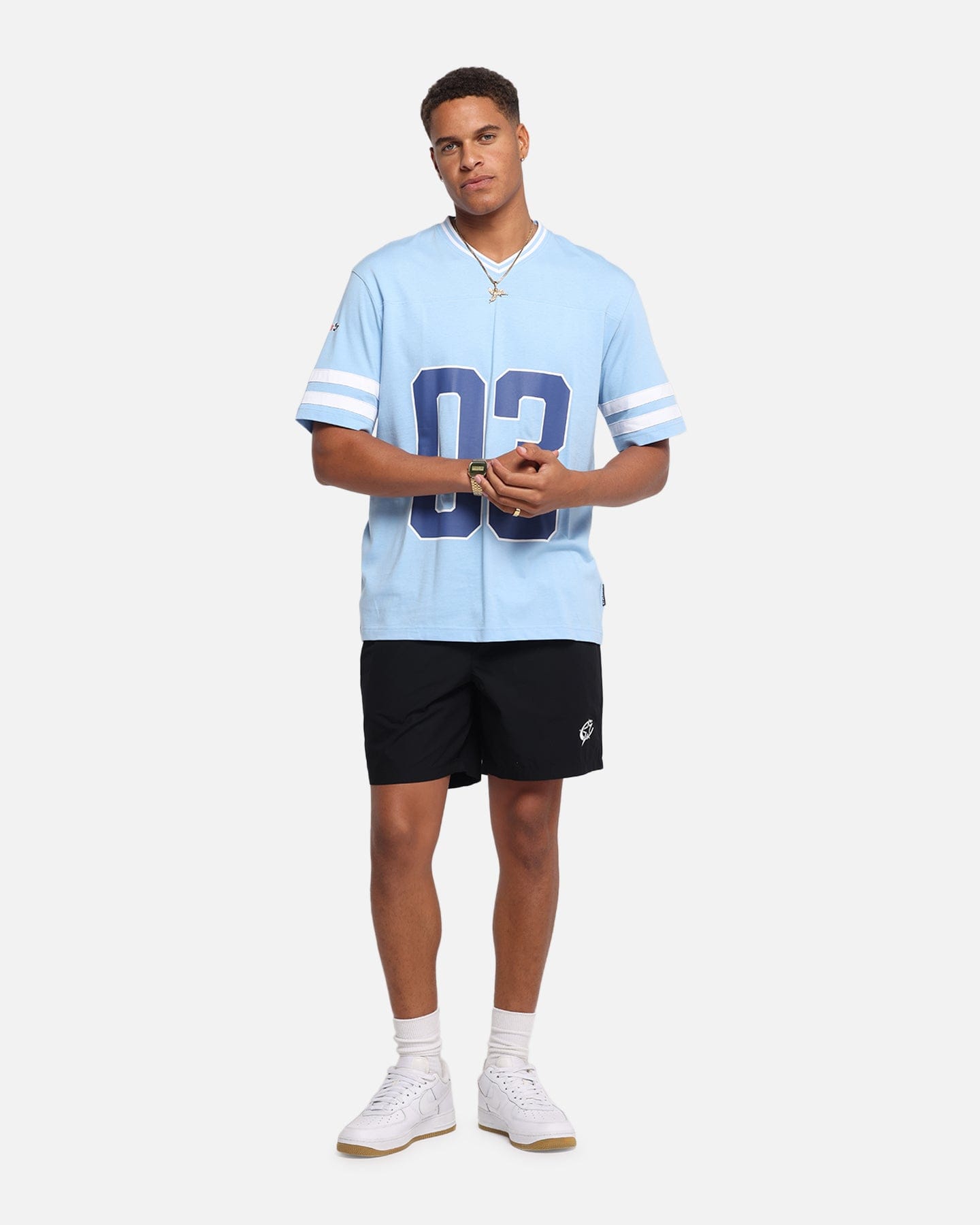 Carre Rose Football T - Shirt Light Blue