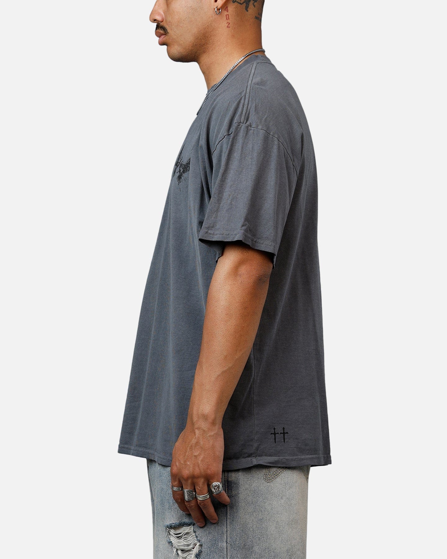 Saint Morta Black Doves Heavyweight T - Shirt Washed Charcoal