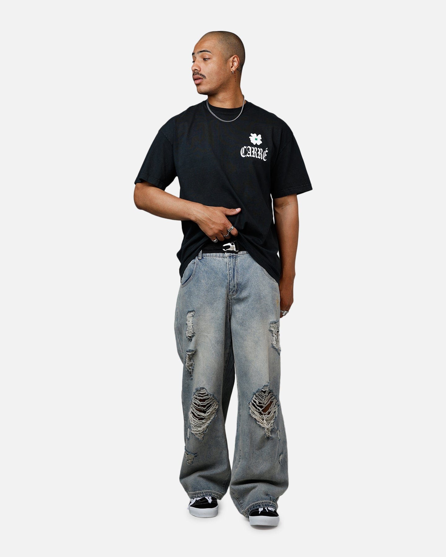 Carre Eternal Garden Heavyweight T - Shirt Black Acidwash