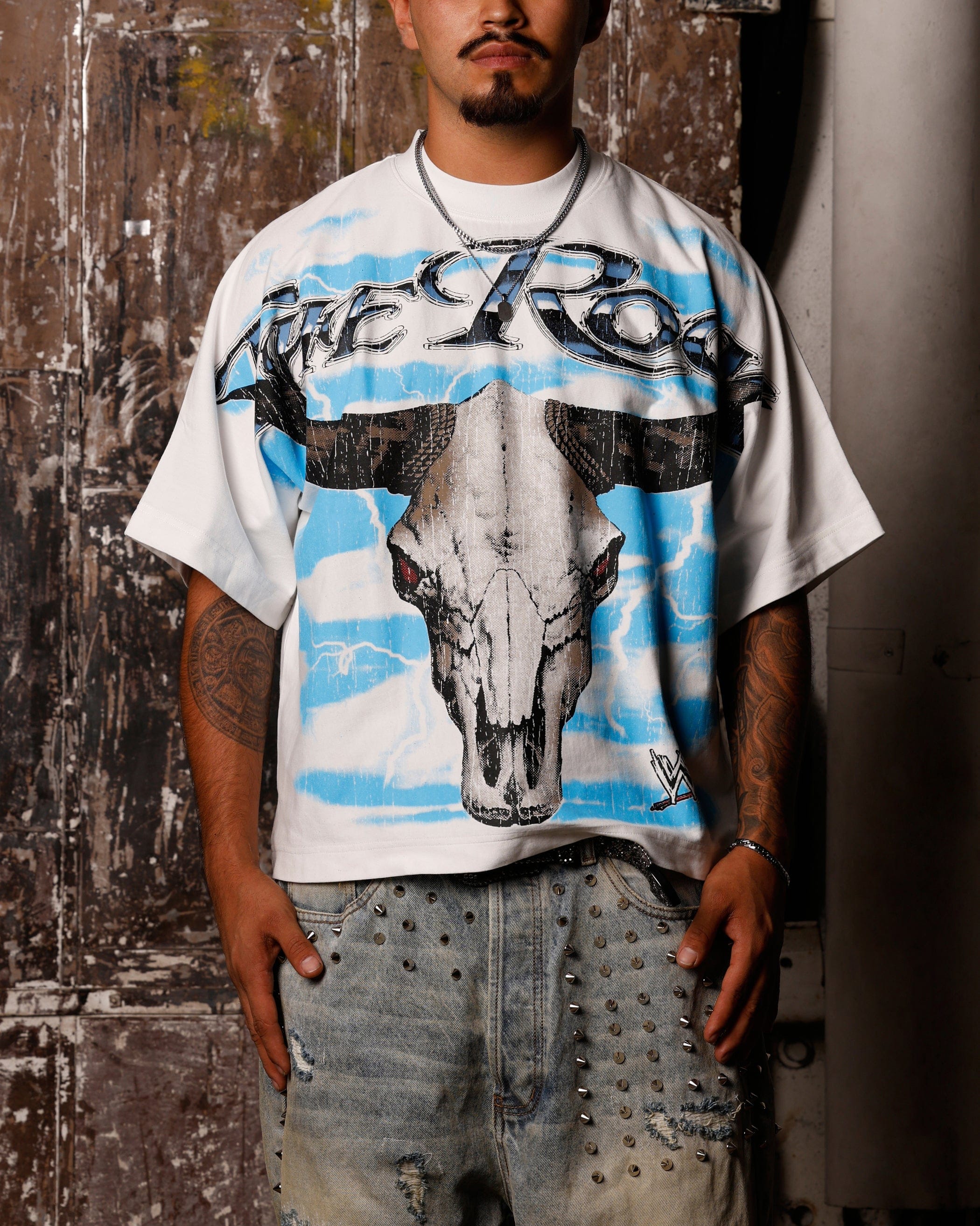 Loiter x WWE The Rock Vintage T - Shirt Off White