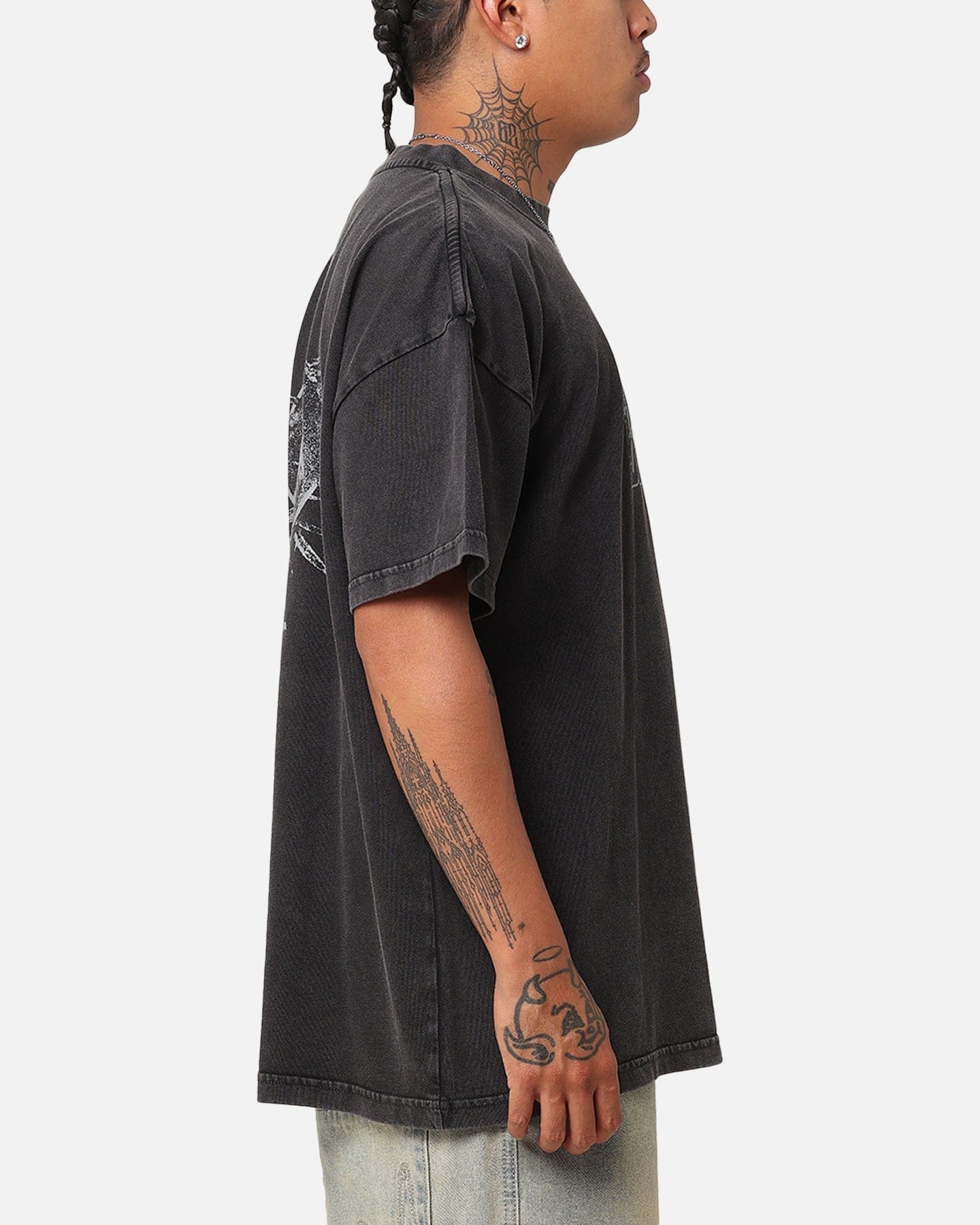 73studio x DC Batman Dark Logo Vintage T - Shirt Black Acidwash