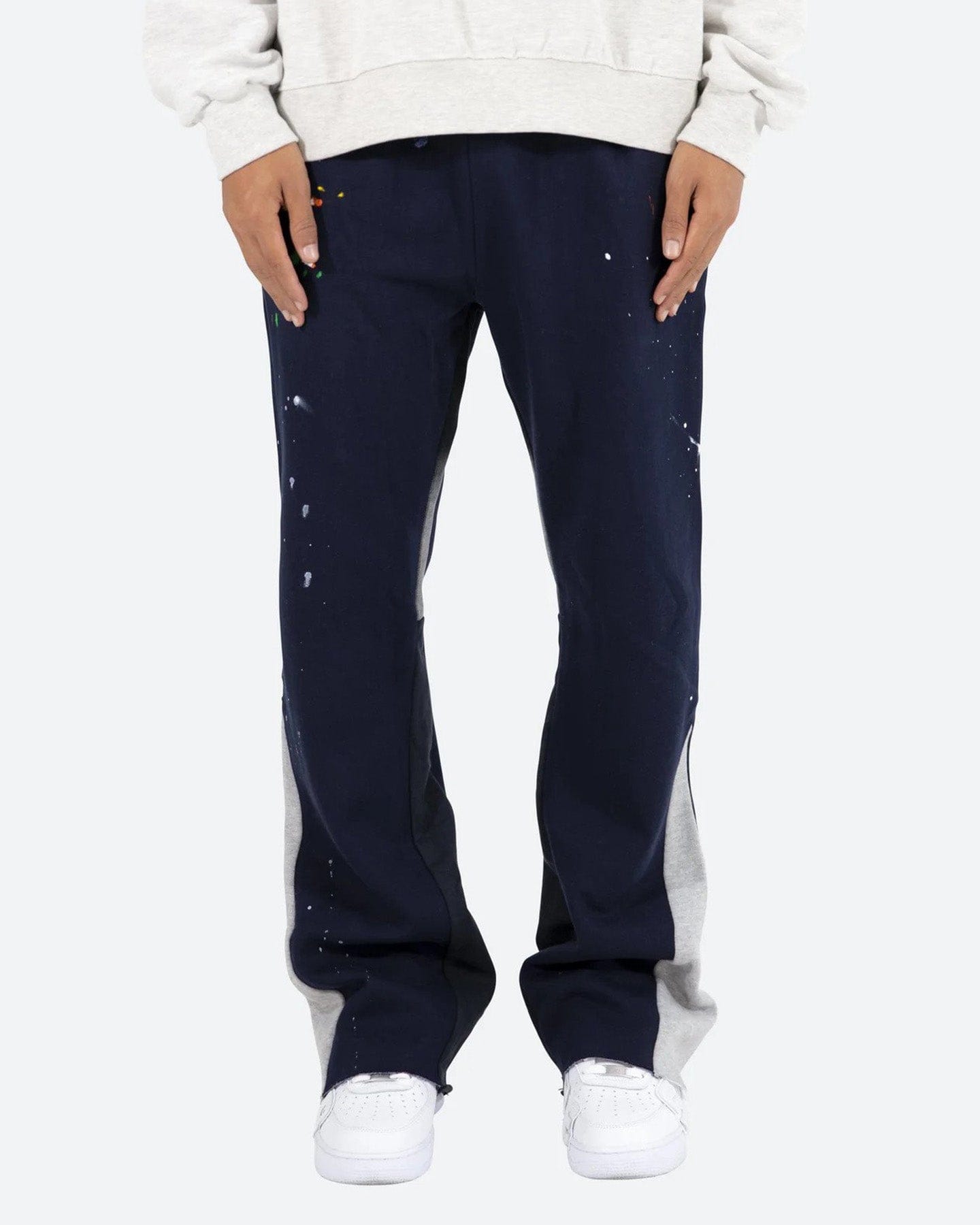 MNML Contrast Bootcut Sweat Pants Navy