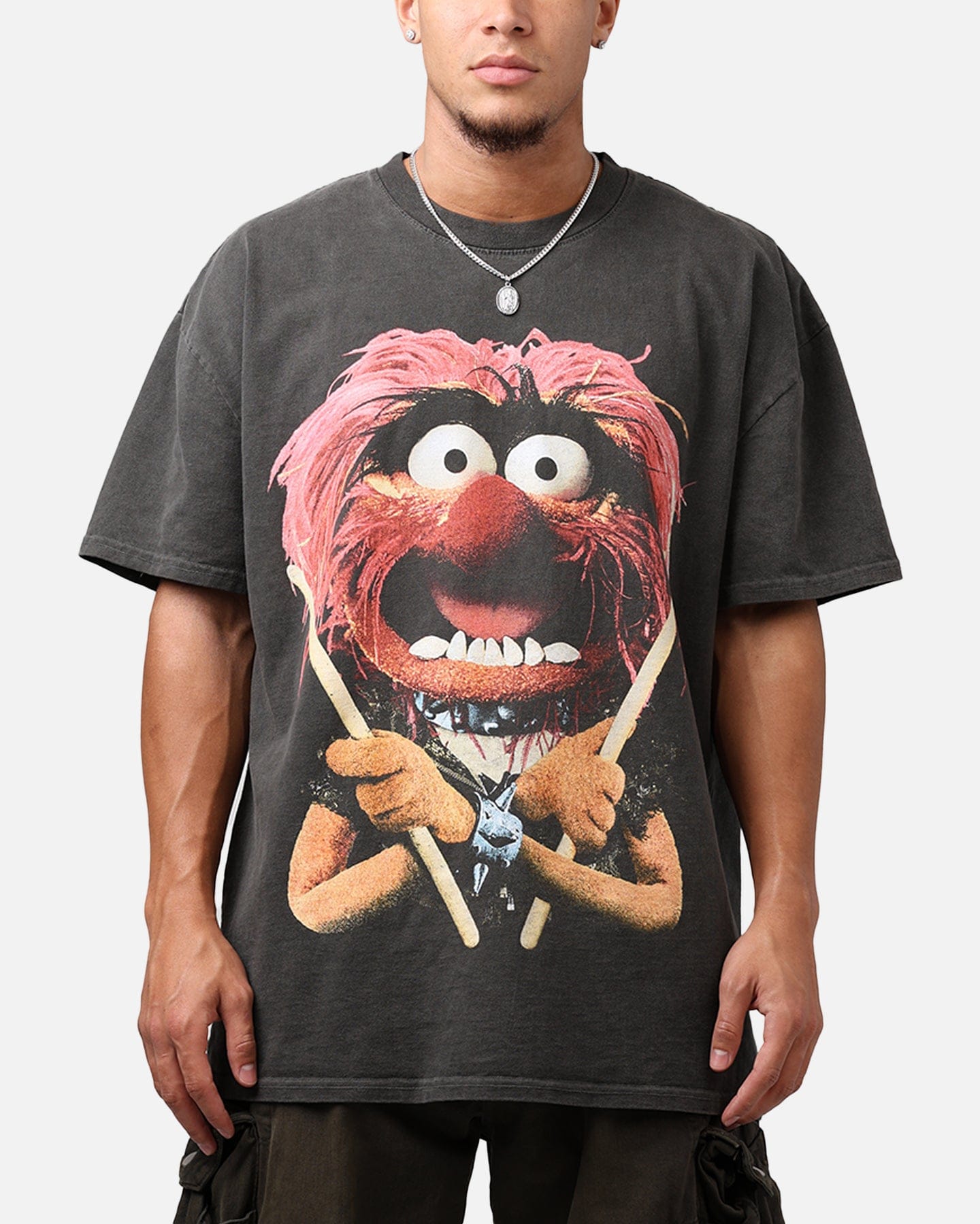 73studio Disney The Muppets Animal Heavyweight T - Shirt Black Wash