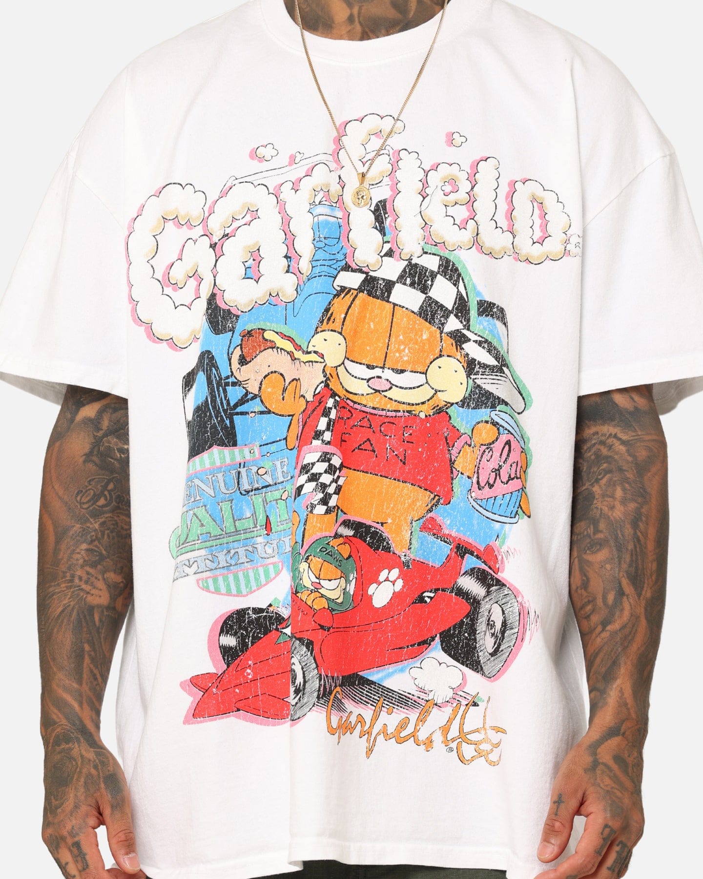 73studio x Garfield Race Heavyweight T - Shirt White