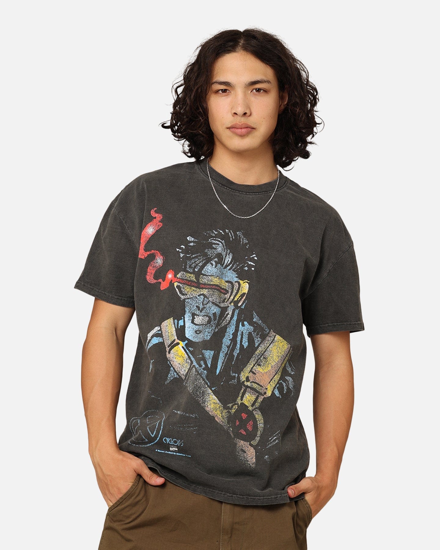 73studio Marvel X - Men Cyclops Heavyweight T - Shirt Black Wash