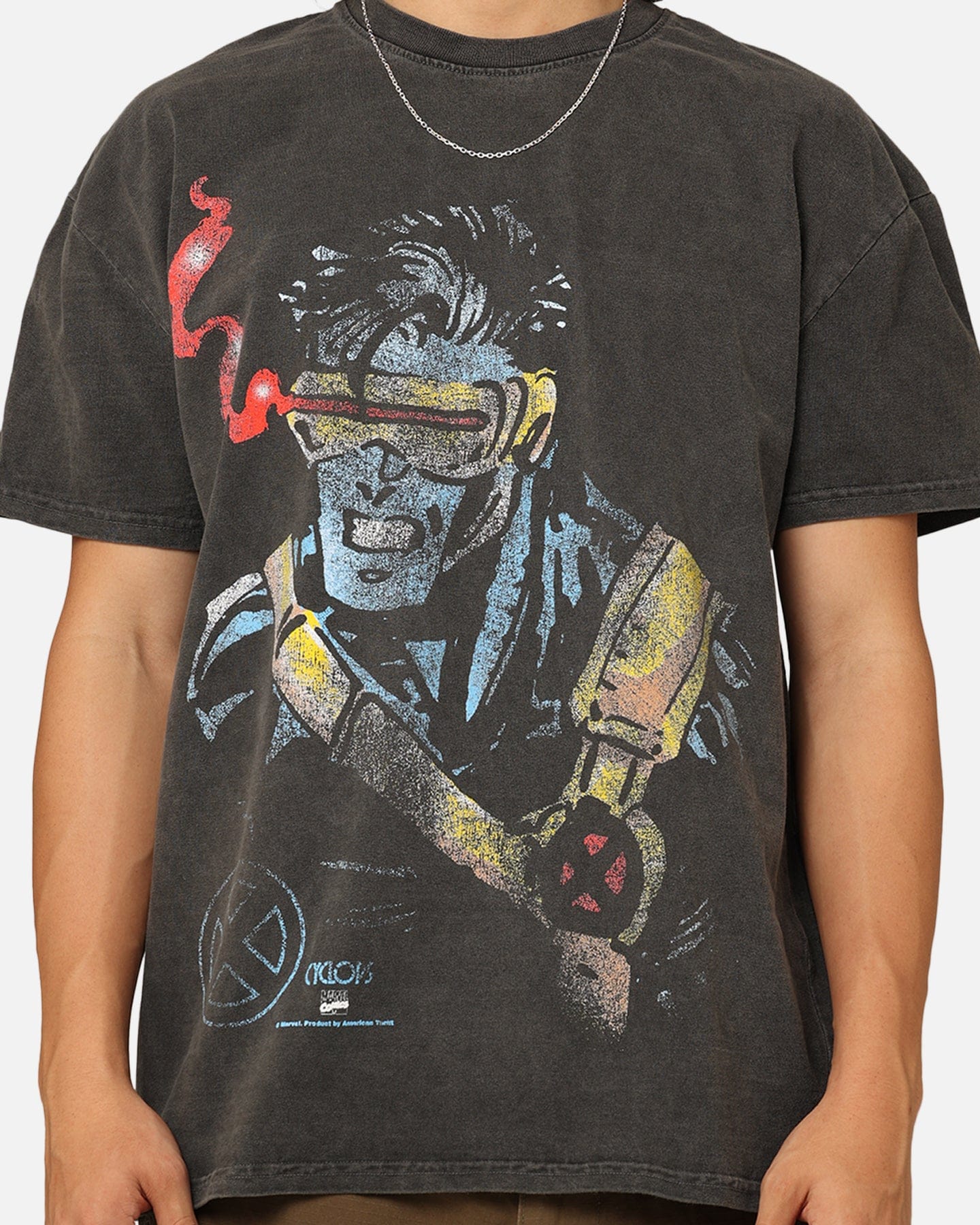 73studio Marvel X - Men Cyclops Heavyweight T - Shirt Black Wash