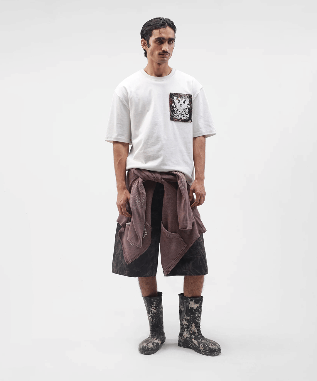 ALMOST GODS | TEMPLAR JACQUARD BOXY T-Shirt { WHITE