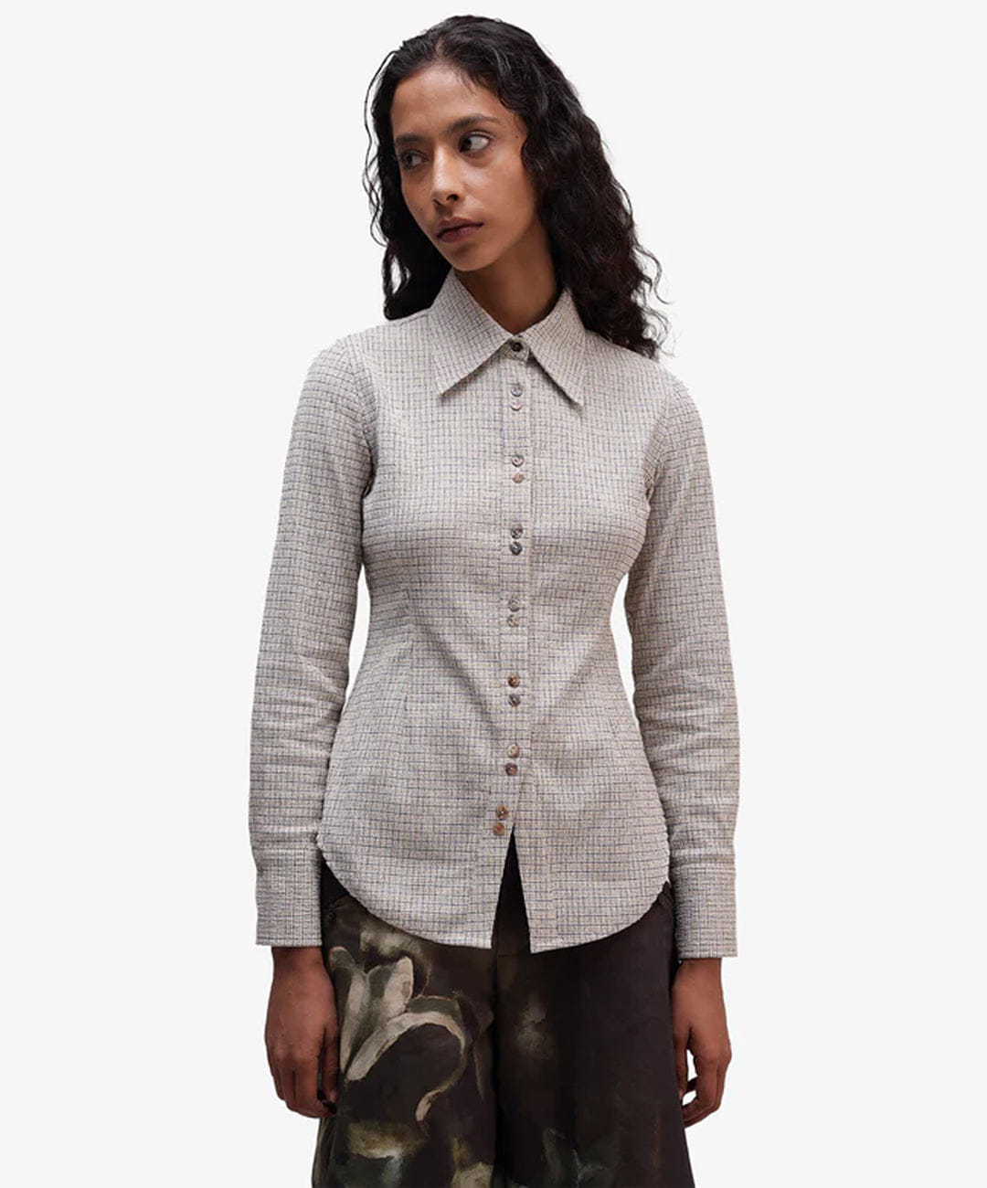 ALMOST GODS | CONCH PLAID SHIRT { BEIGE