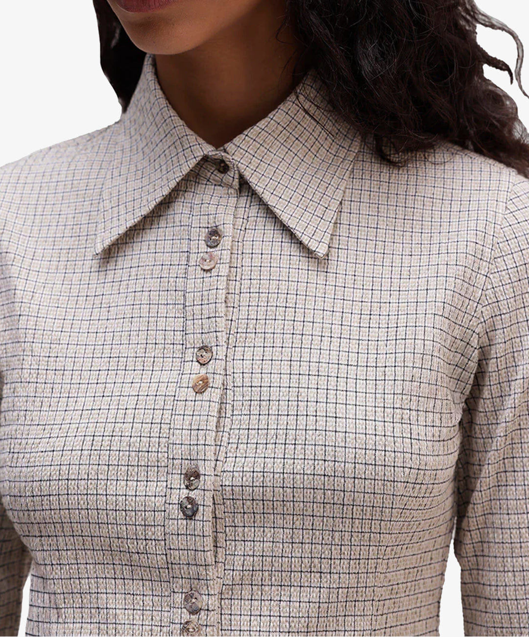 ALMOST GODS | CONCH PLAID SHIRT { BEIGE