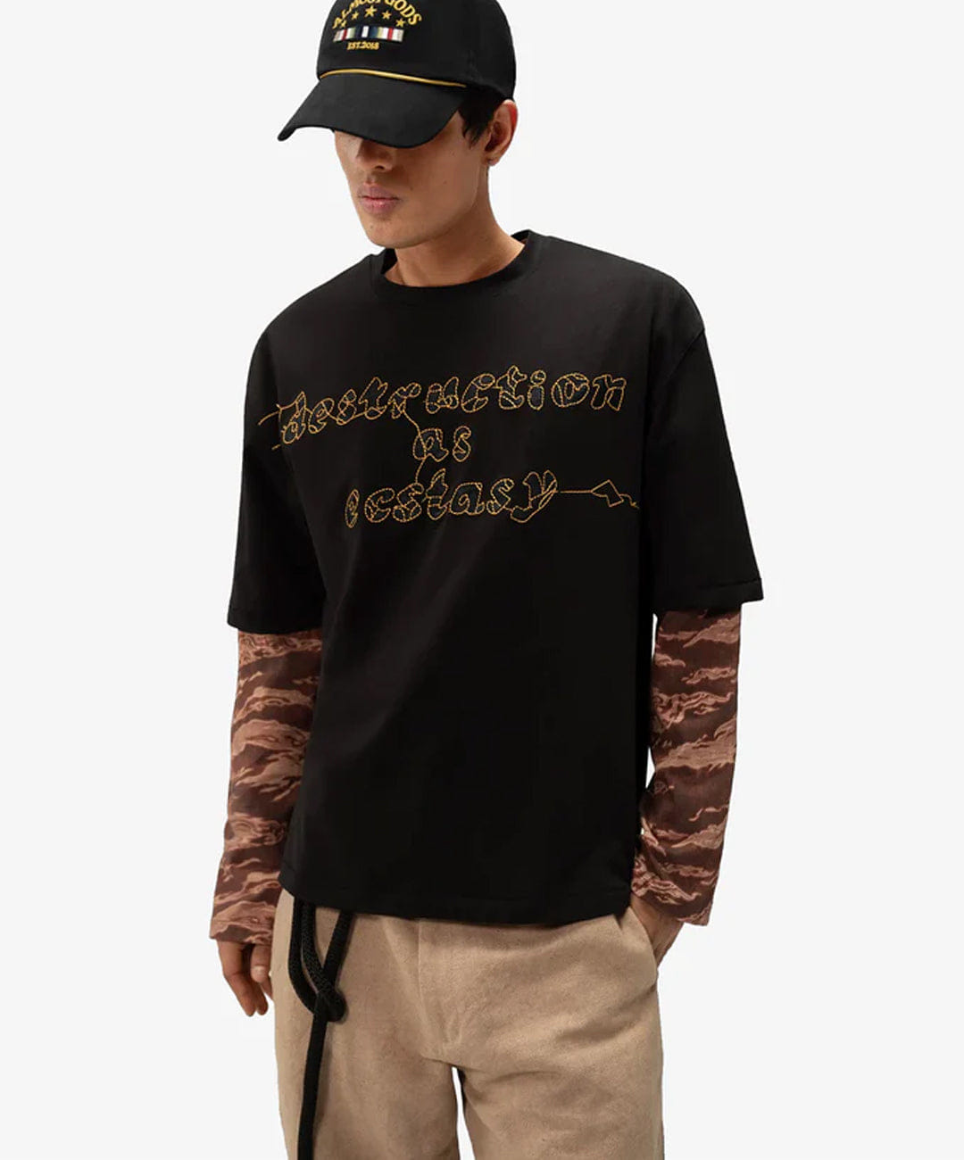 ALMOST GODS | DESTRUCTION AS ECSTASY EMBROIDERED BOXY T-Shirt { BLACK