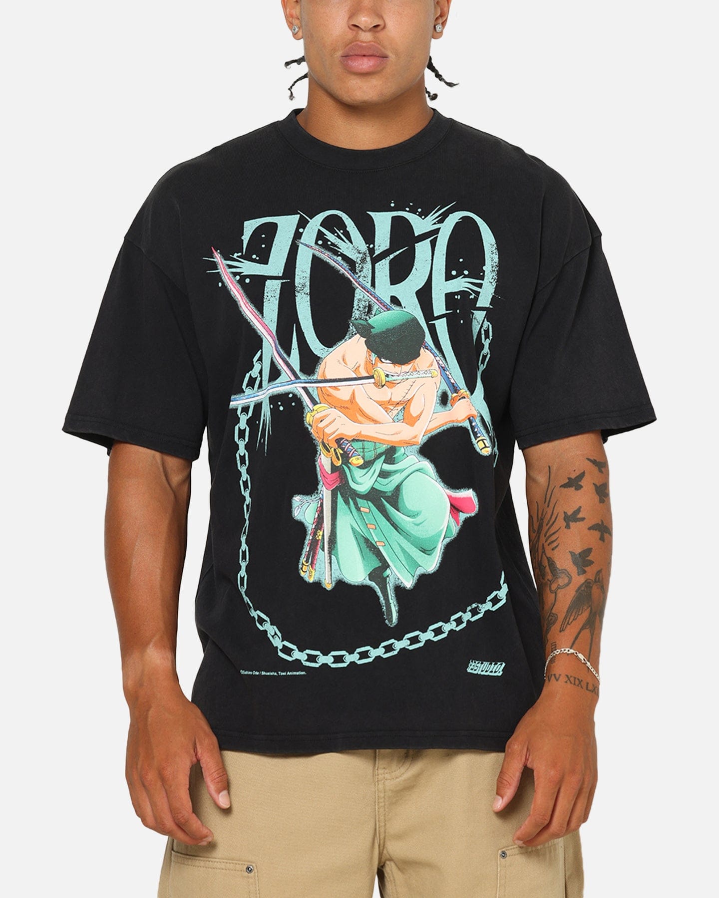 73studio x One Piece Zoro Vintage T - Shirt Off Black