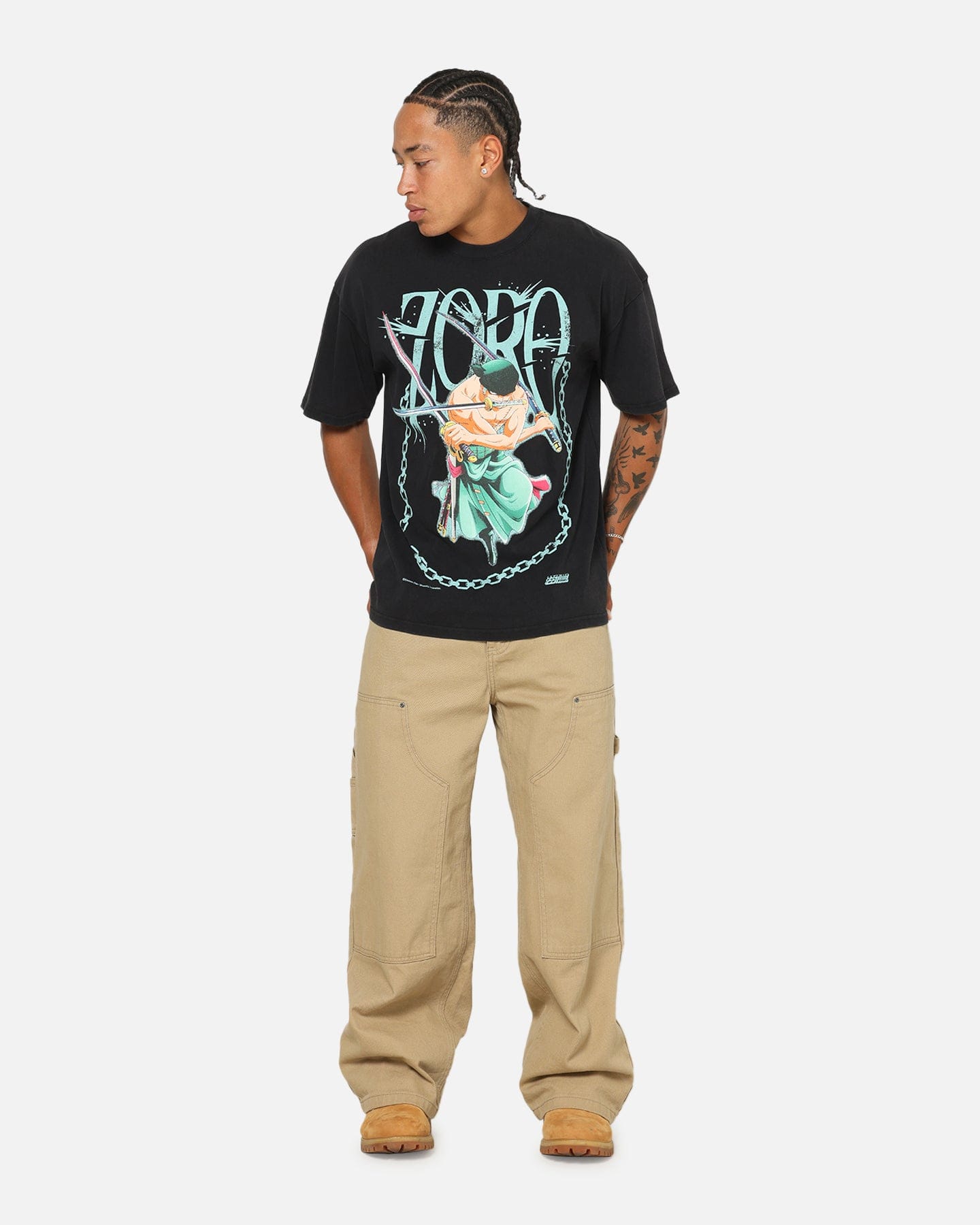 73studio x One Piece Zoro Vintage T - Shirt Off Black
