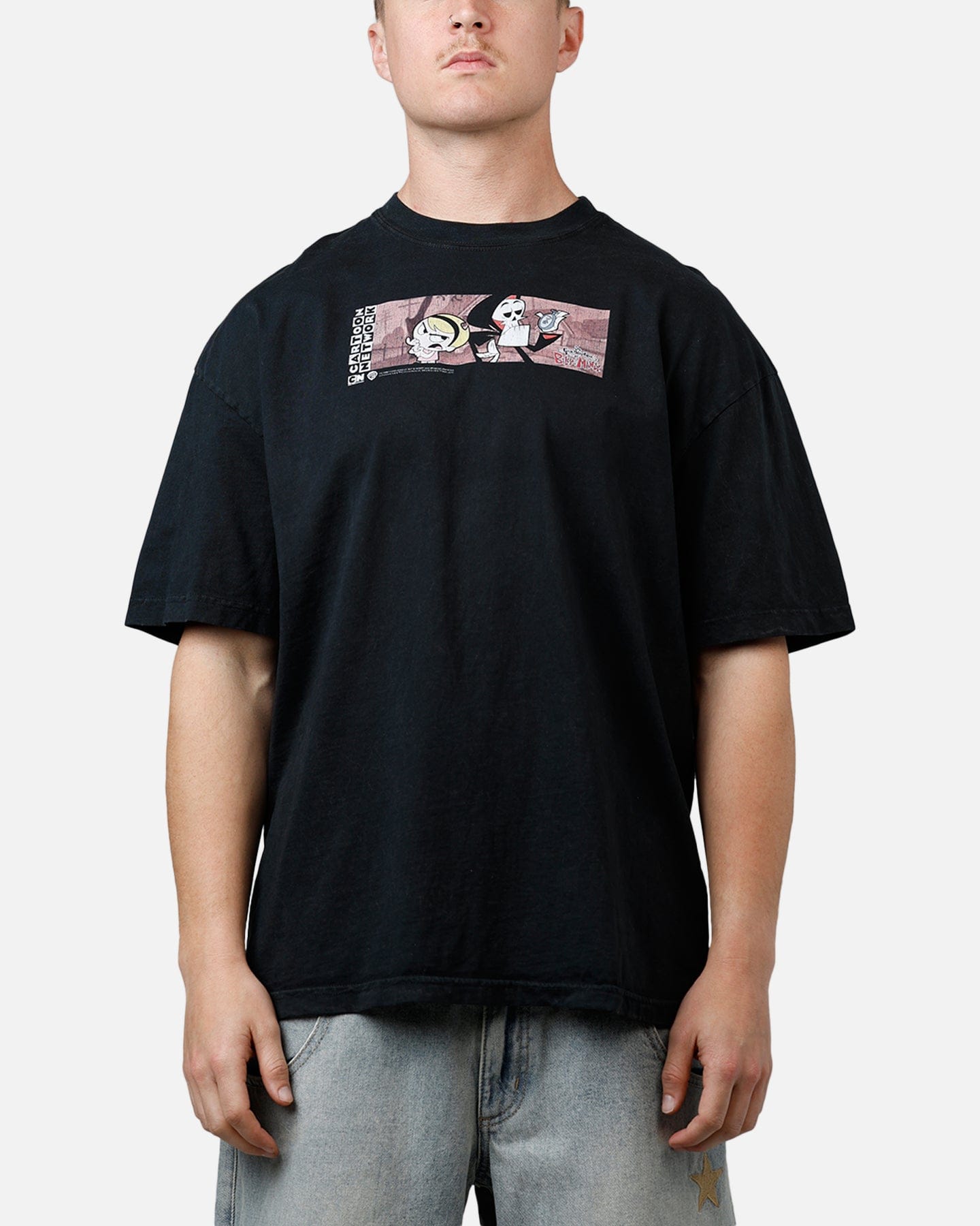 73studio x Cartoon Network Bill & Mandy Grail Vintage T - Shirt Black Acidwash