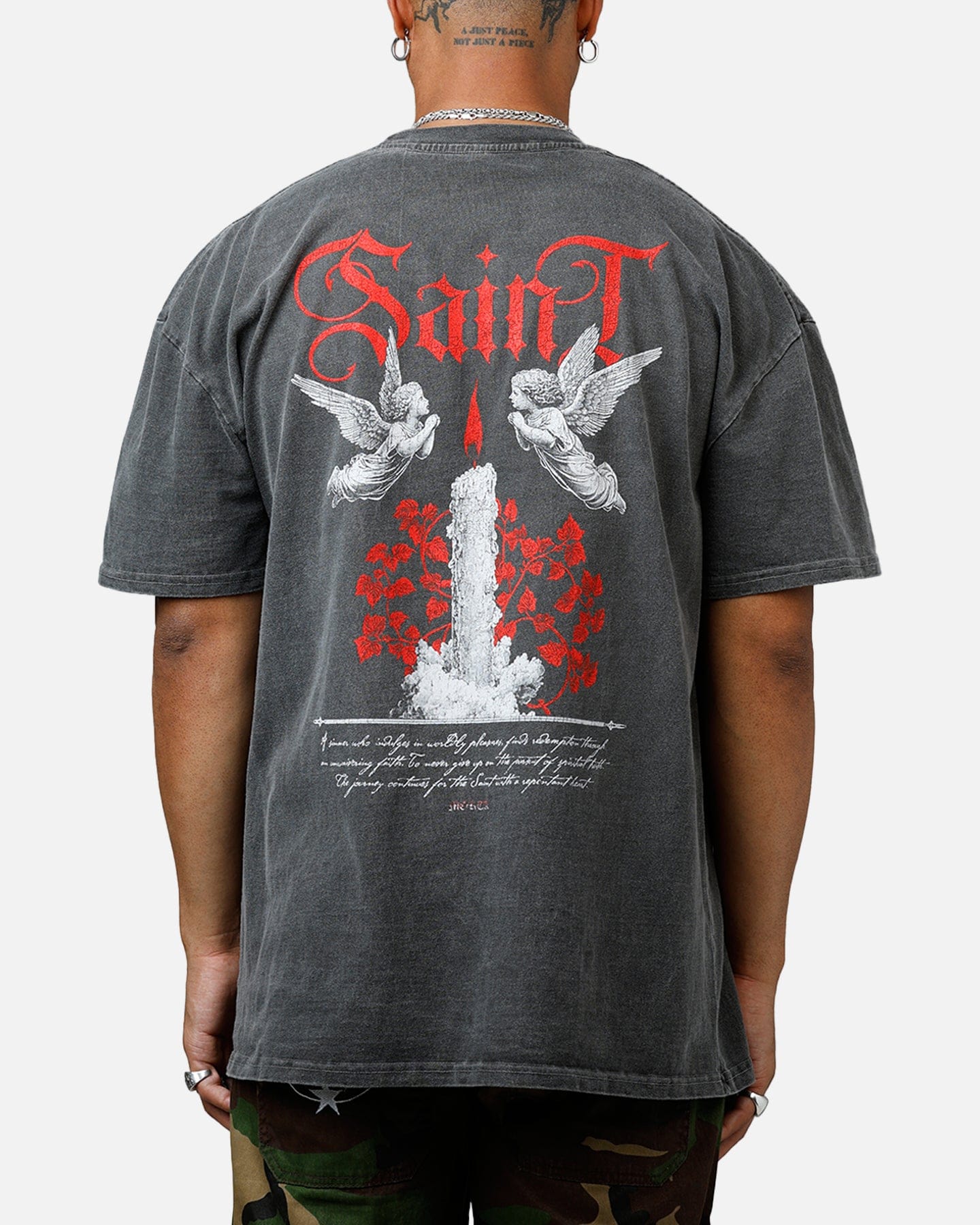 Saint Morta Candle Lit Boxy T - Shirt Black Wash