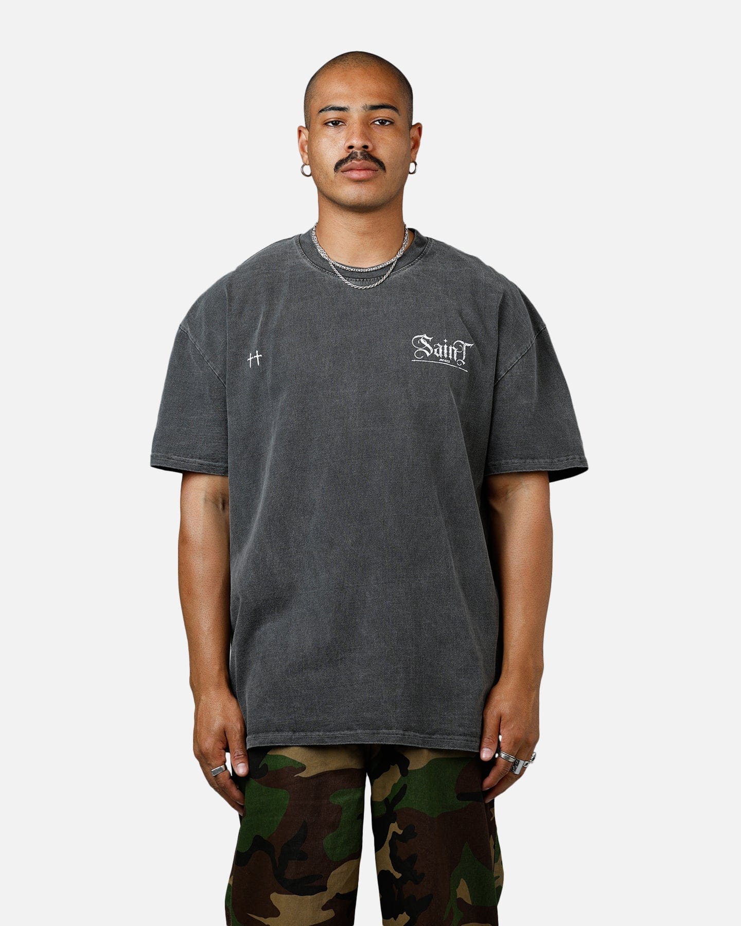 Saint Morta Candle Lit Boxy T - Shirt Black Wash