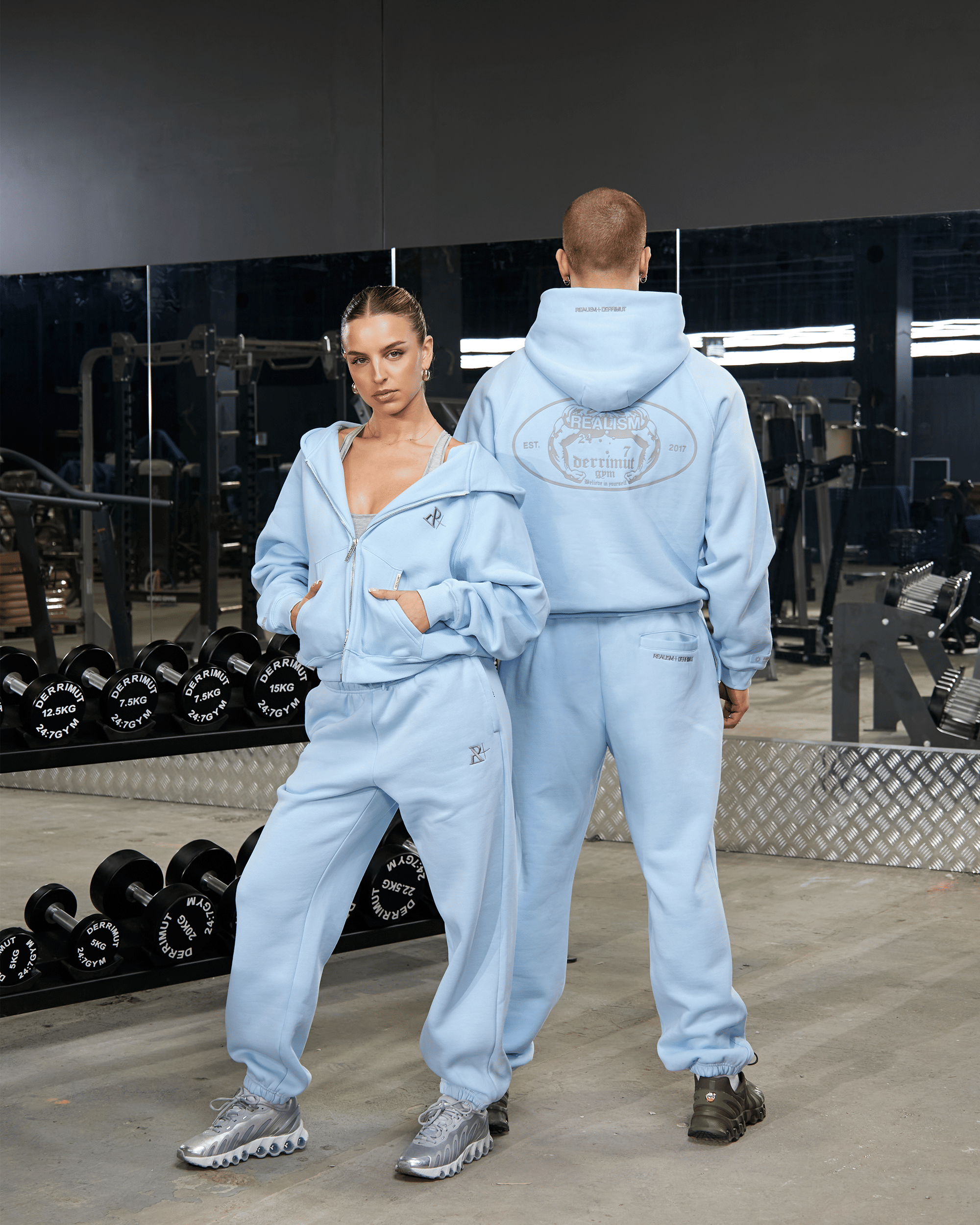 Realism SSS REALISM x DERRIMUT GYM OLD SCHOOL ECHO SWEATPANTS BABY BLUE