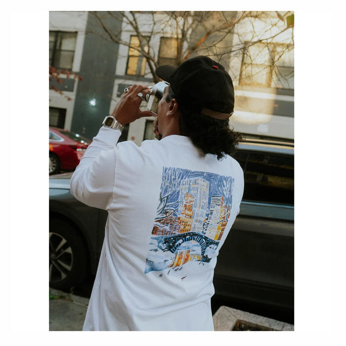 ONLY NY CENTRAL PARK FLURRIES LONG SLEEVE T - SHIRT - WHITE