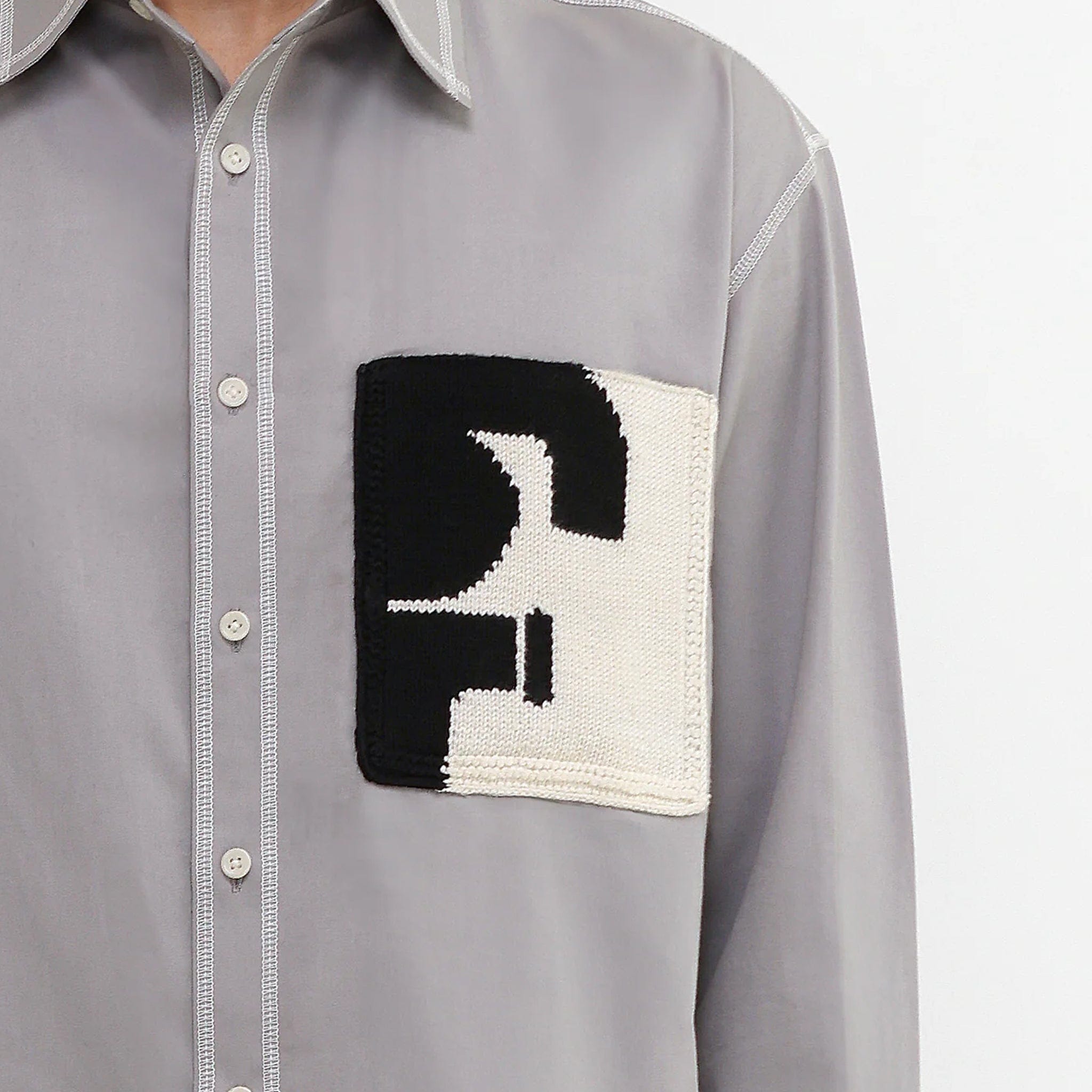 MARGN Handknit Patch Pocket Shirt (Grey)