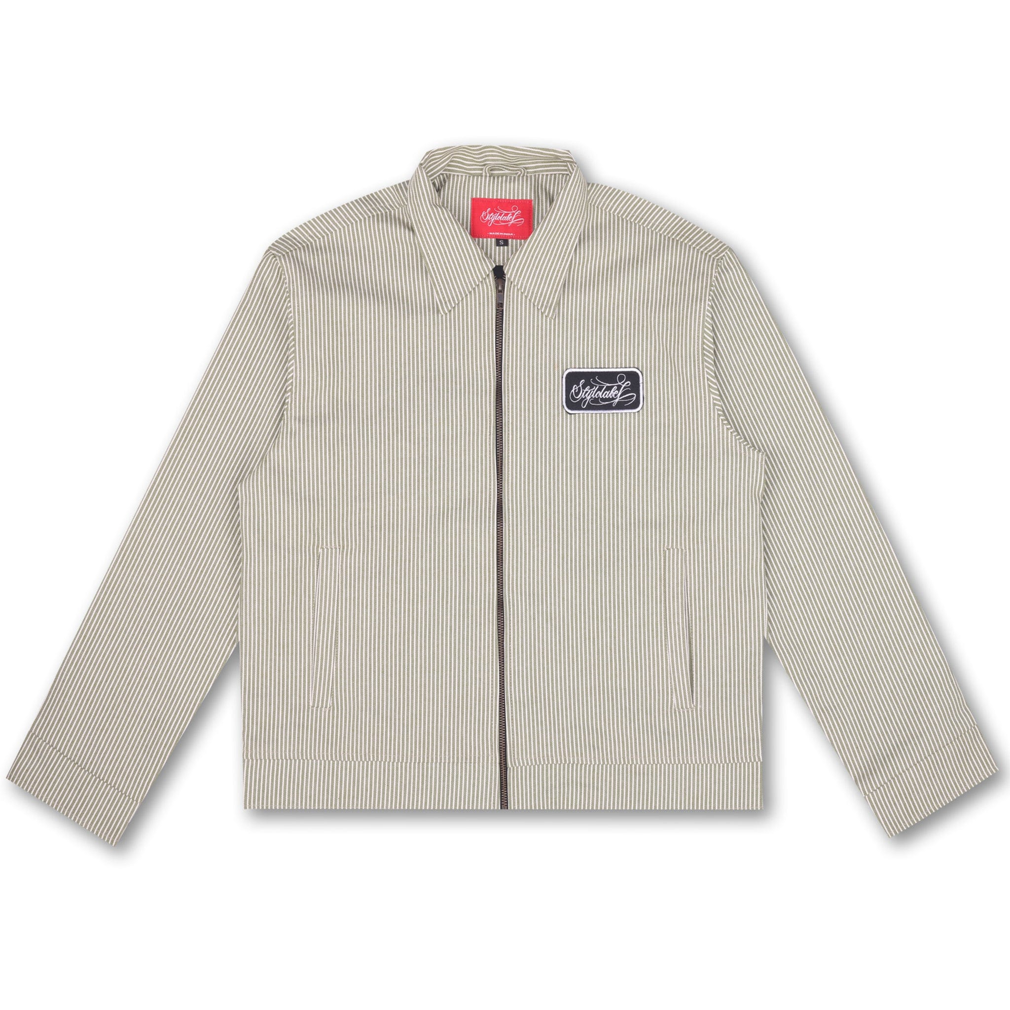 Styl-O Label Hickory Stripe Work Jacket (Green)